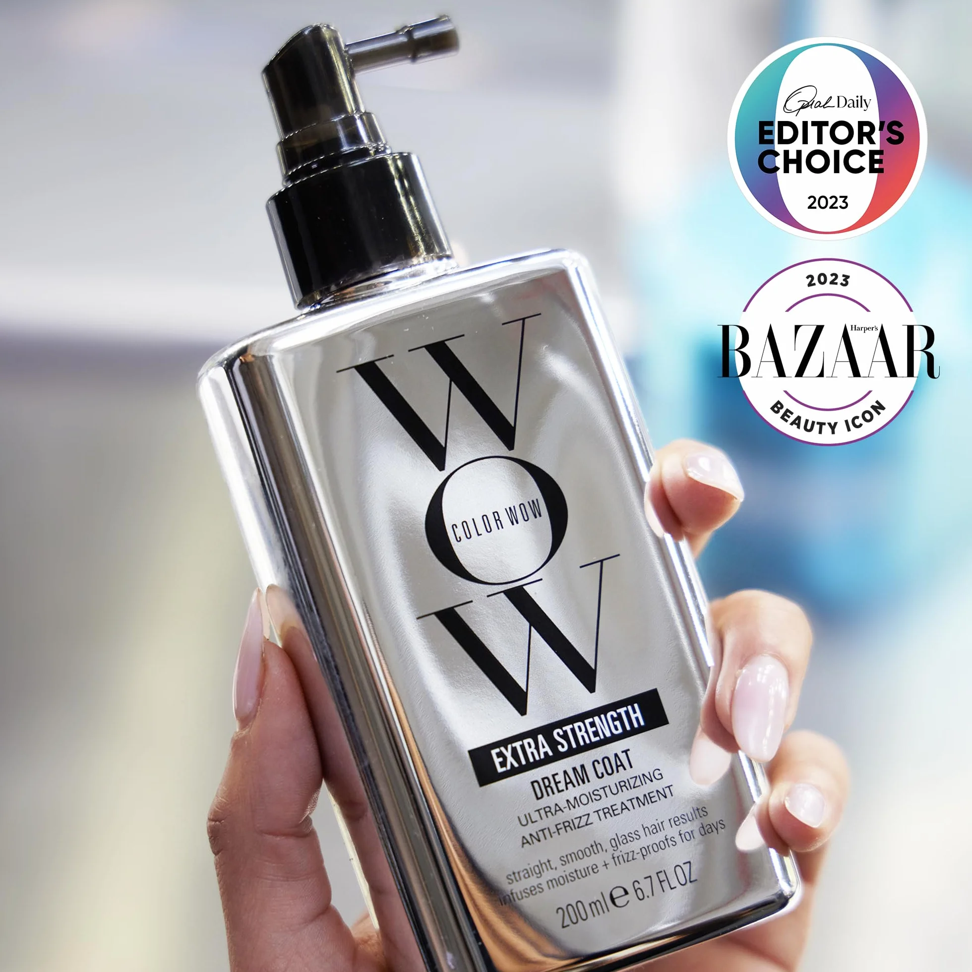 Color Wow Dream Coat Extra Strength, ochrona przed wysoką temperaturą, spray zapobiegający puszeniu się, do 3 mycia, błyszczący spray do bardzo gładkich, gładkich włosów, bez siarczanów, parabenów,