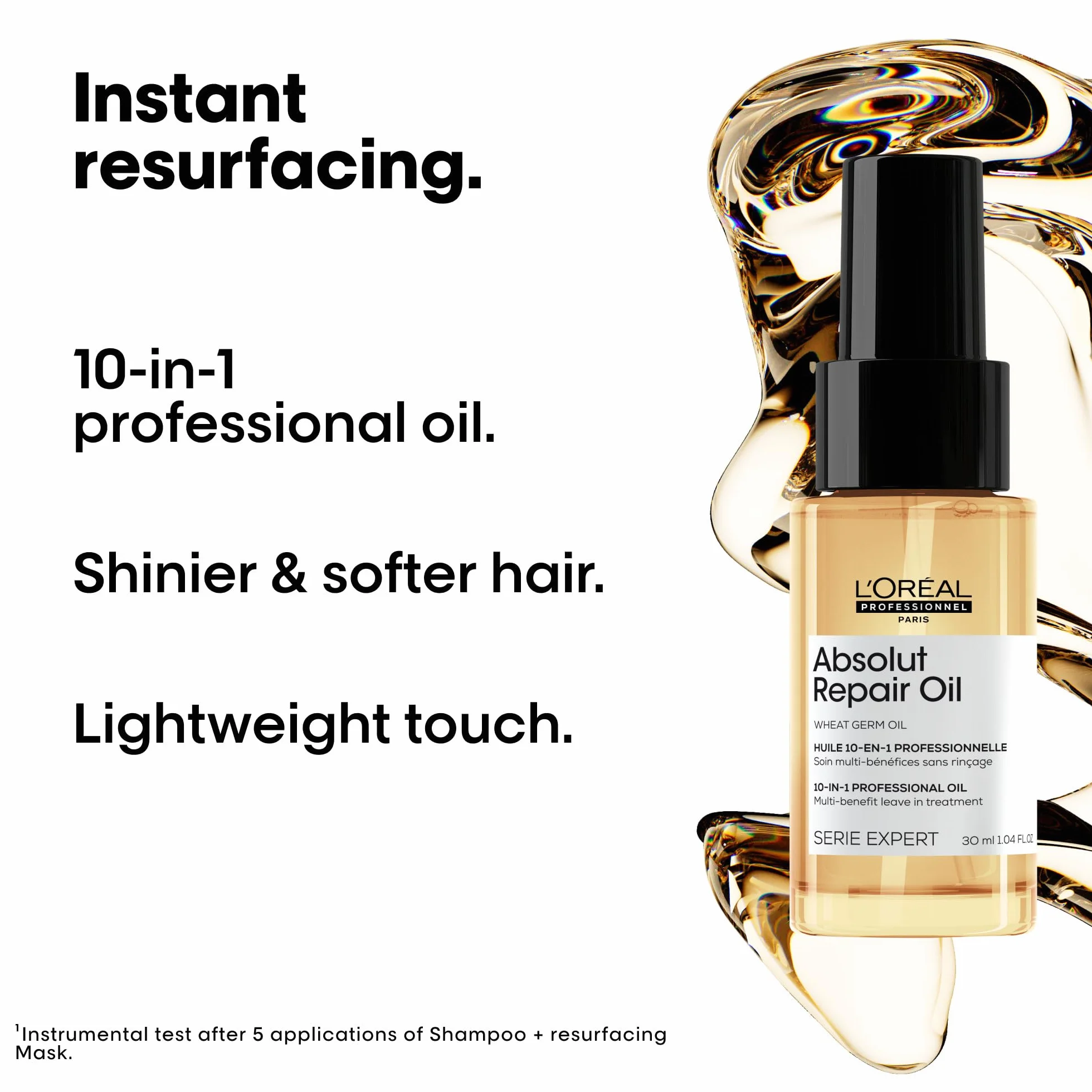 L'Oréal Professionnel Odżywczy olejek Leave-In do suchych i zniszczonych włosów, do natychmiastowej restrukturyzacji, seria Expert, Absolut Repair 10 w 1, 30 ml