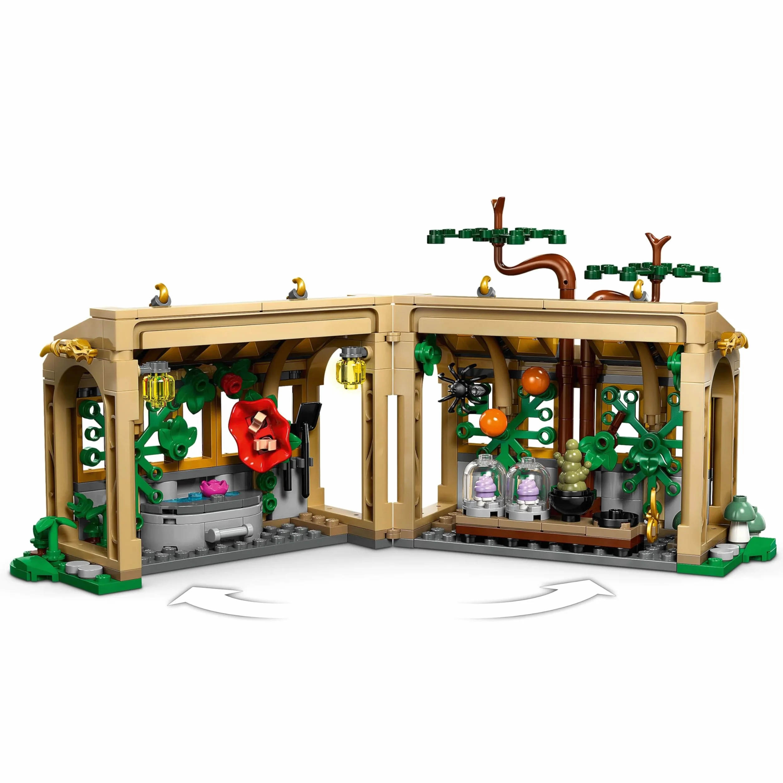 LEGO Harry Potter Zamek Hogwart: zajęcia z zielarstwa, prezent dla 8-latka, chłopca i dziewczynki, zabawka konstrukcyjna dla dziecka z trzema minifigurkami i mandragorą, zestaw modułowy 76445