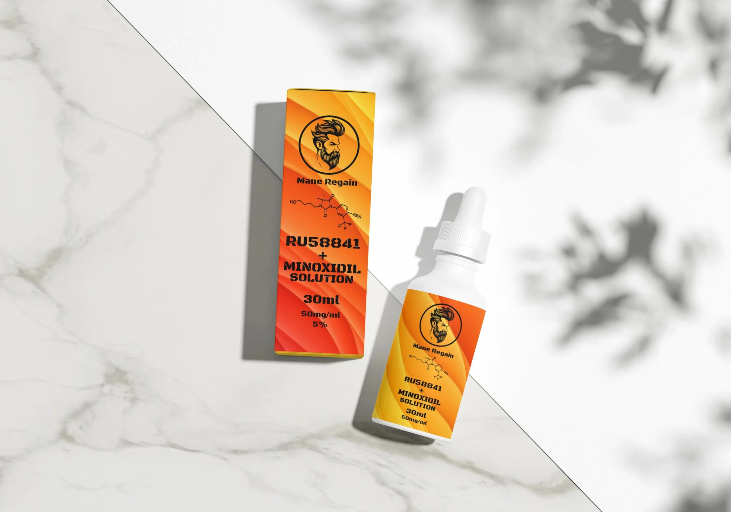 RU58841 i Minoxidil 5% roztwór (50 mg/ml) - DHT Bloker - Zaawansowane leczenie przeciw wypadaniu włosów - Antyandrogenny tonik do włosów - Wspomaga odrastanie włosów i