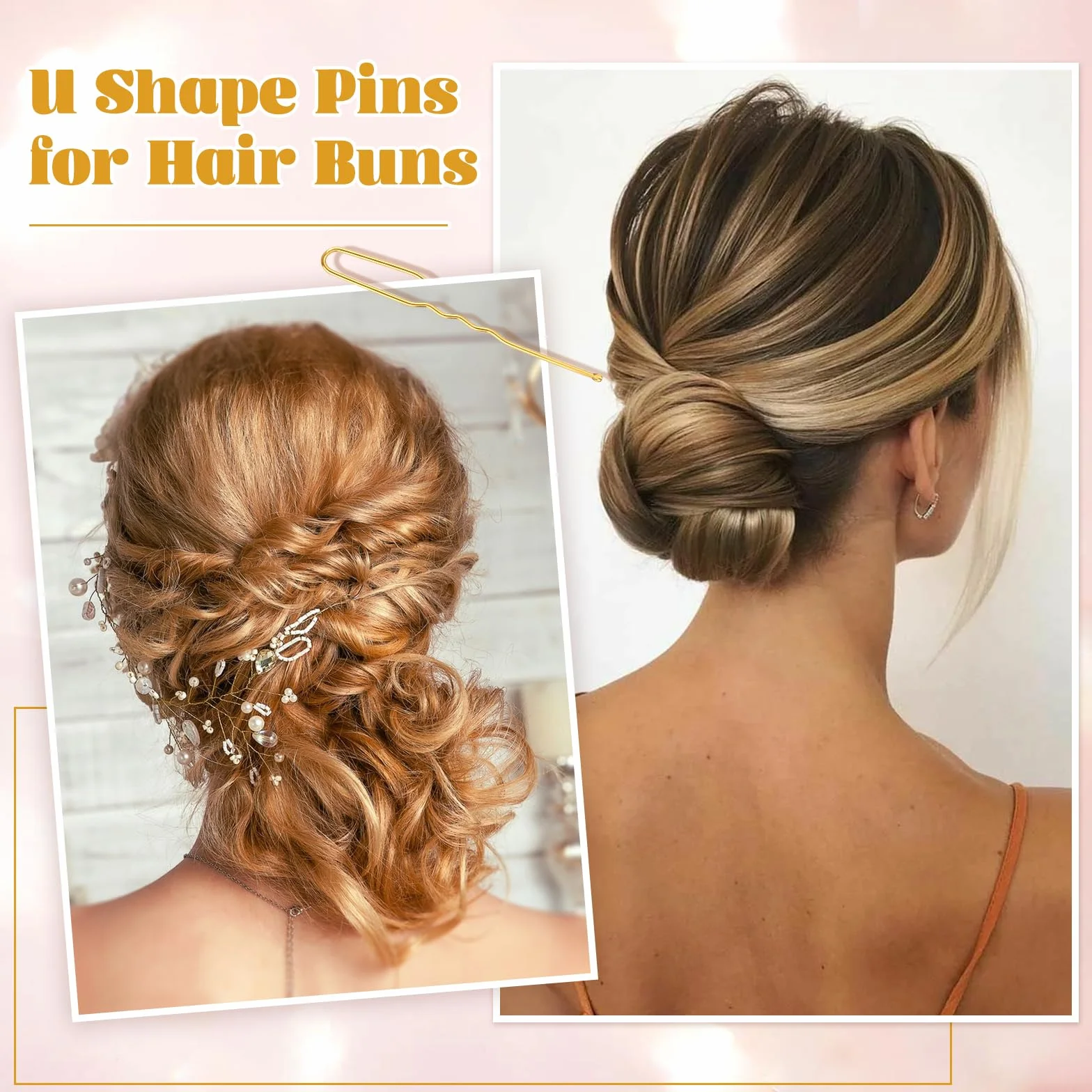 985 sztuk spinek do włosów Bobby Pins, 5-7 cm, złote spinki do włosów, francuskie spinki do włosów dla kobiet, dziewcząt, zestaw gumek do włosów z pudełkiem do przechowywania