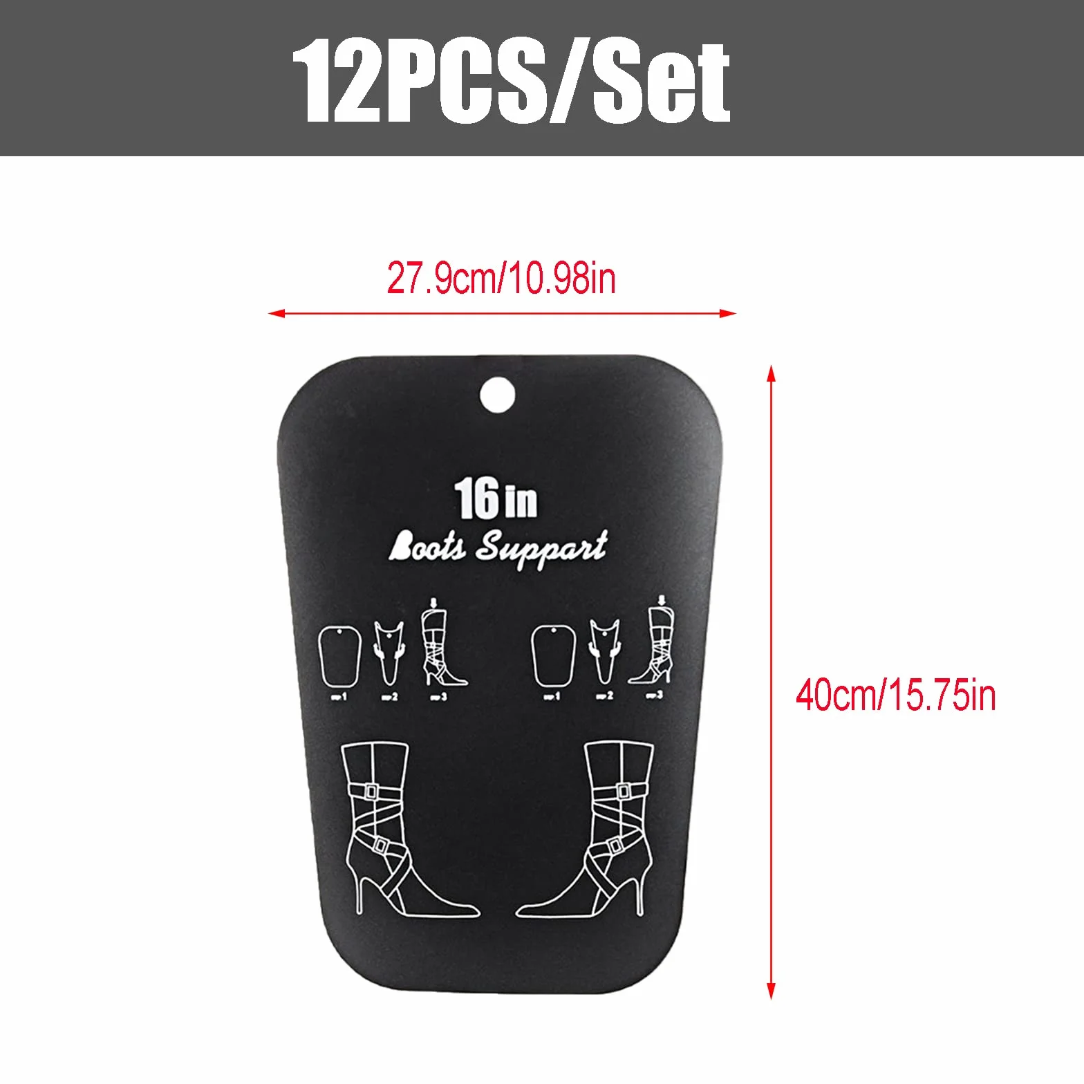 12 Sztuk Boot Shaper Board, wkładek w kształcie butów, wkładki formujące kozaki, czarne napinacze do butów, stojak z tworzywa sztucznego, wysokie podparcie butów (16 cala)