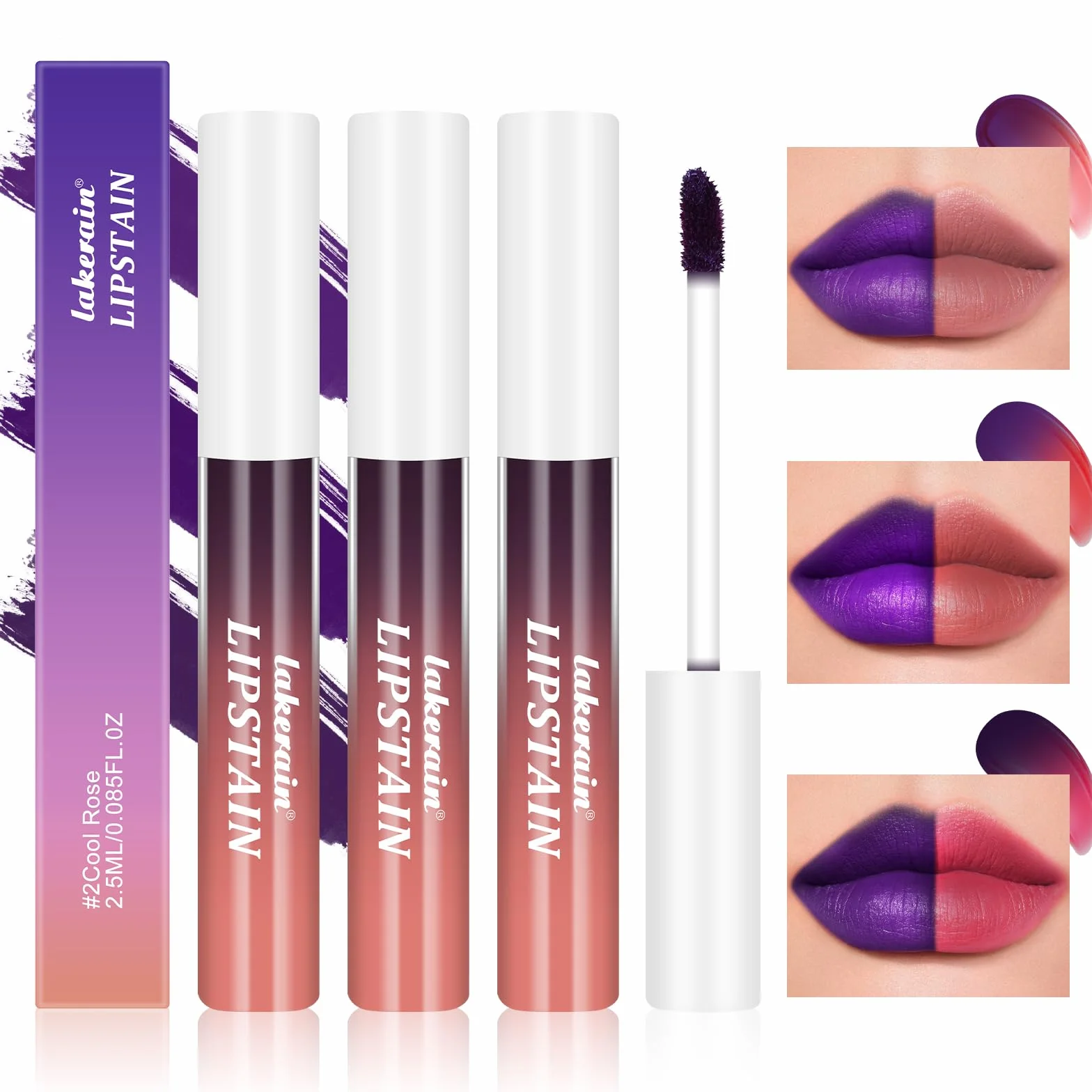 LOPHE Peel off Lip Gloss, 3 sztuki masek do ust, długotrwały odcień do ust, wodoodporny, Peel Off z matowym wykończeniem. #C