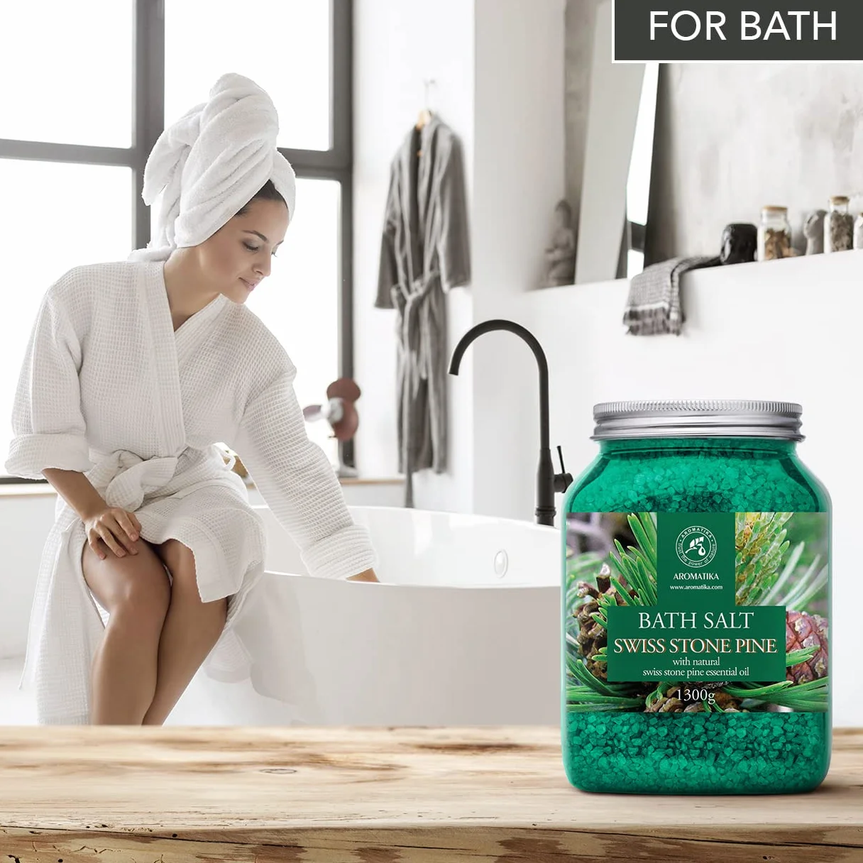Sól do Kąpieli Sosna Szwajcarska 1300 g - Naturalny Olejek Eteryczny Sosna Szwajcarska - Pinus Cembra - Naturalna Sól do Kąpieli z Morza - Sól iglasta - Pielęgnacja ciała - Kąpiel - Aromaterapia