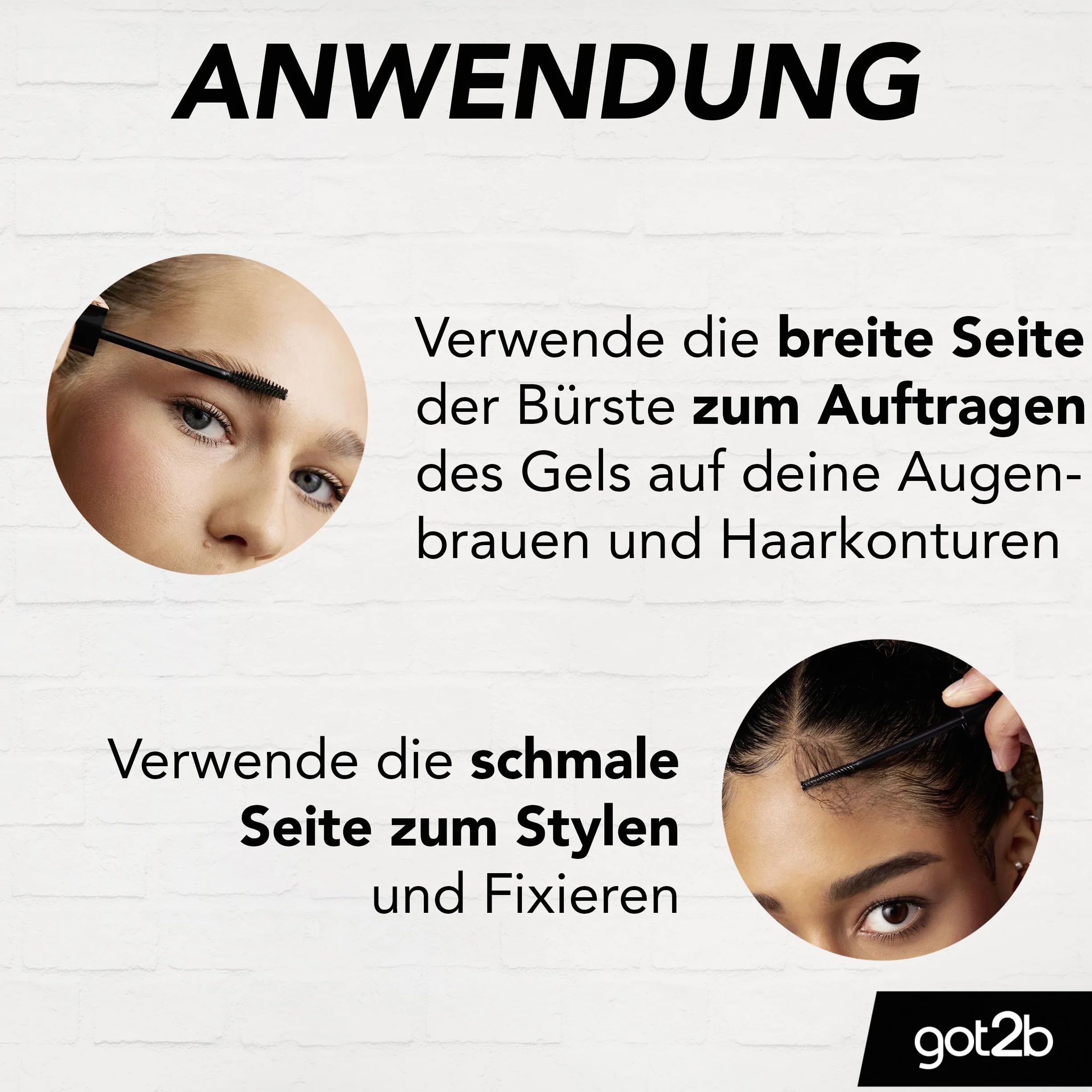 got2b Klej 4 Brows & Edges Waterproof (16 ml), żel do brwi i włosów 2 w 1, odporny na pot i wodę, utrzymuje się do 24 h, z praktyczną szczotką do brwi do stylizacji konturów włosów i krawędzi