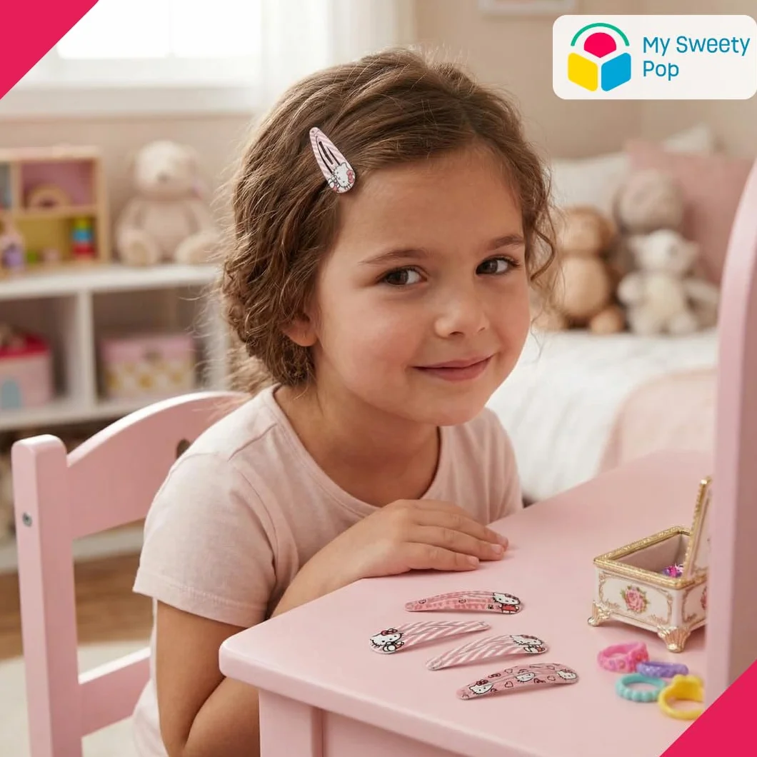 Zestaw 6 spinek do włosów Hello Kitty | 5 cm klipsy do włosów dla dziewczynek, akcesoria do stylizacji włosów Kawaii | Oficjalny pomysł na prezent na urodziny i do szkoły
