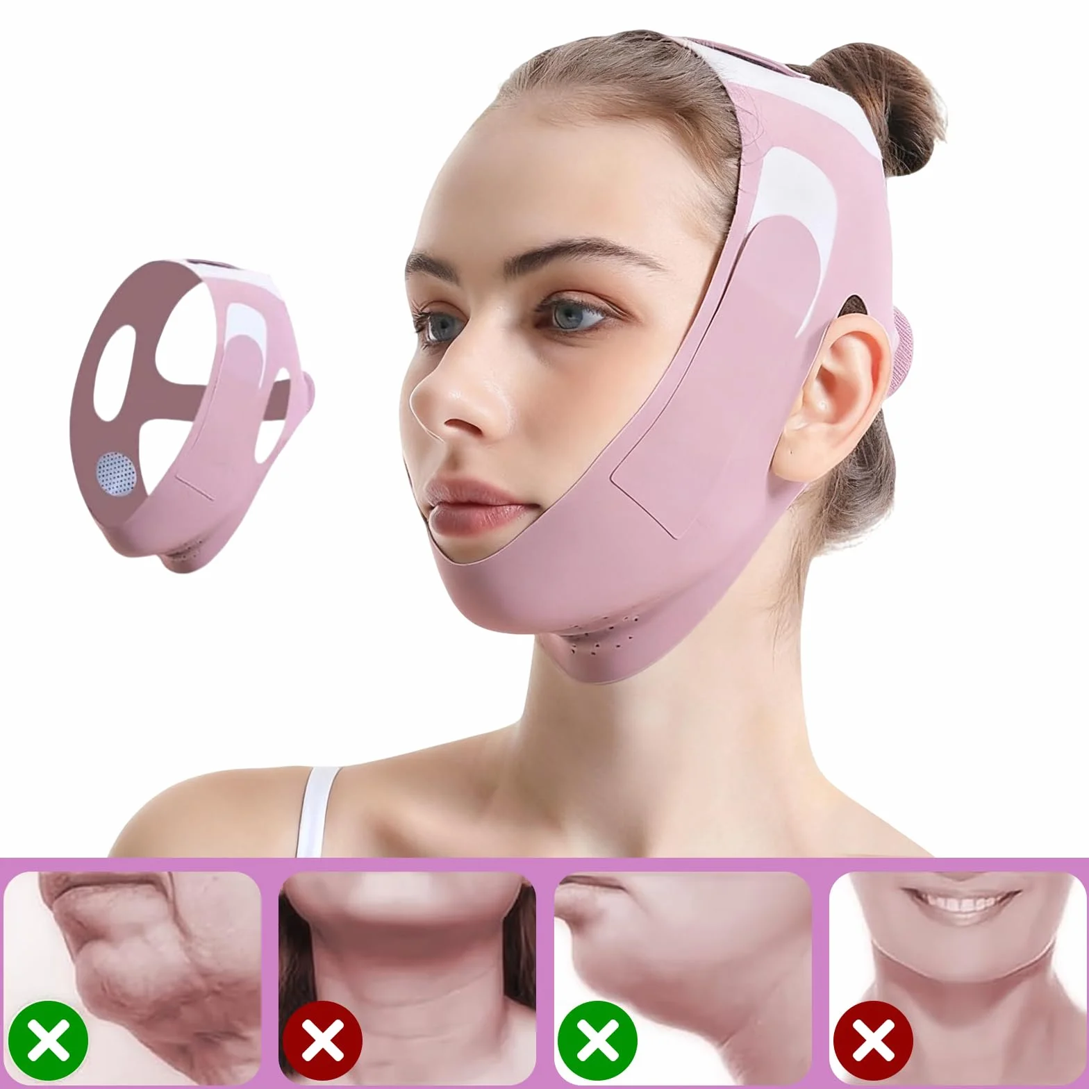 Reduktor podbródka, postoperacyjny podbródek, grafen Jawliner, podnoszenie opaski na twarz, regulowany pasek na twarz, oddychający, do wszystkich typów twarzy, fioletowy