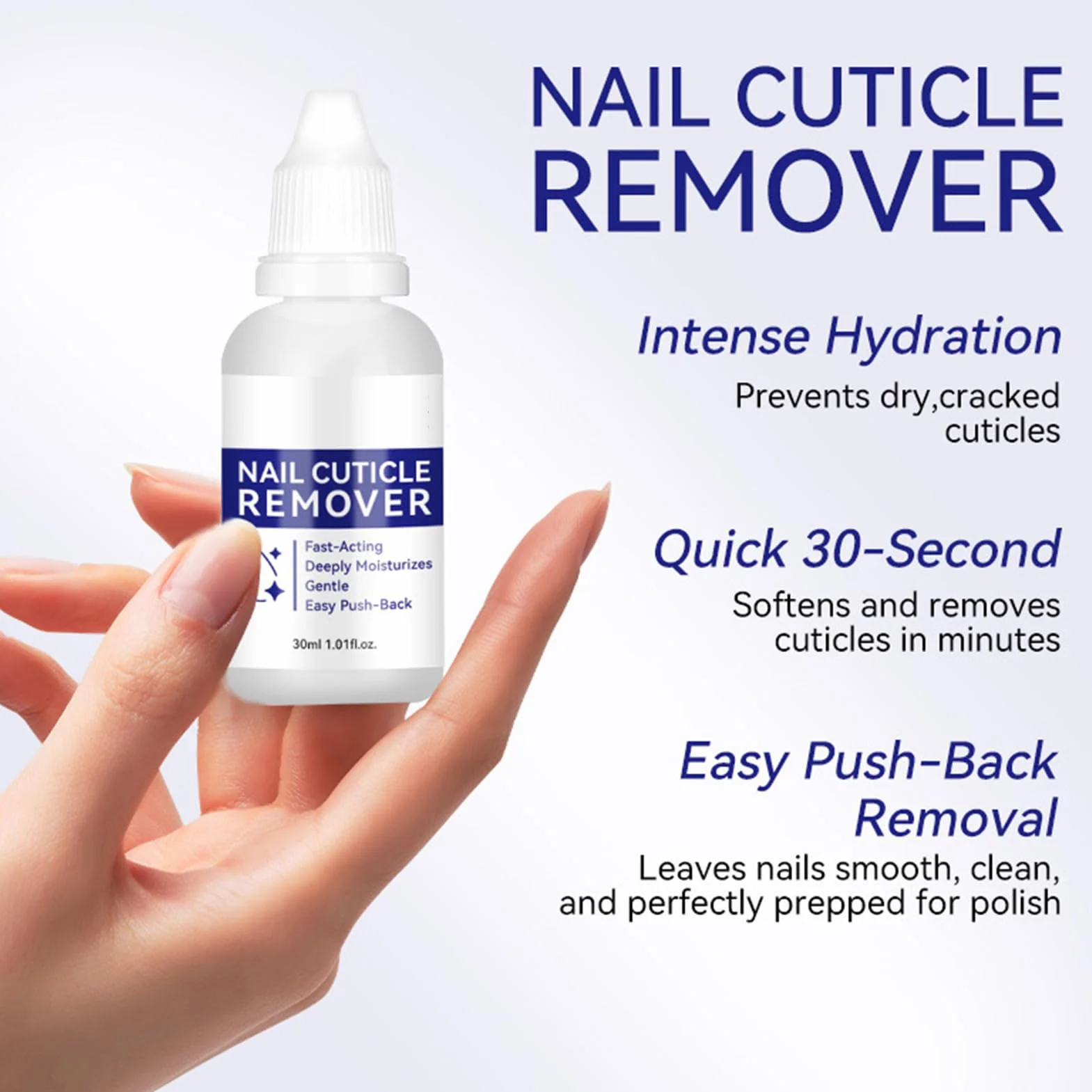 30ml Cuticle Remover Liquid, Hydrating Manicure Tool for Dry, Damaged, or Brittle Nails, Hangnails, Dead Skin, Hands and Feet, Routine, Home or Salon Use, Soft, Smooth, Easy Cuticle Care