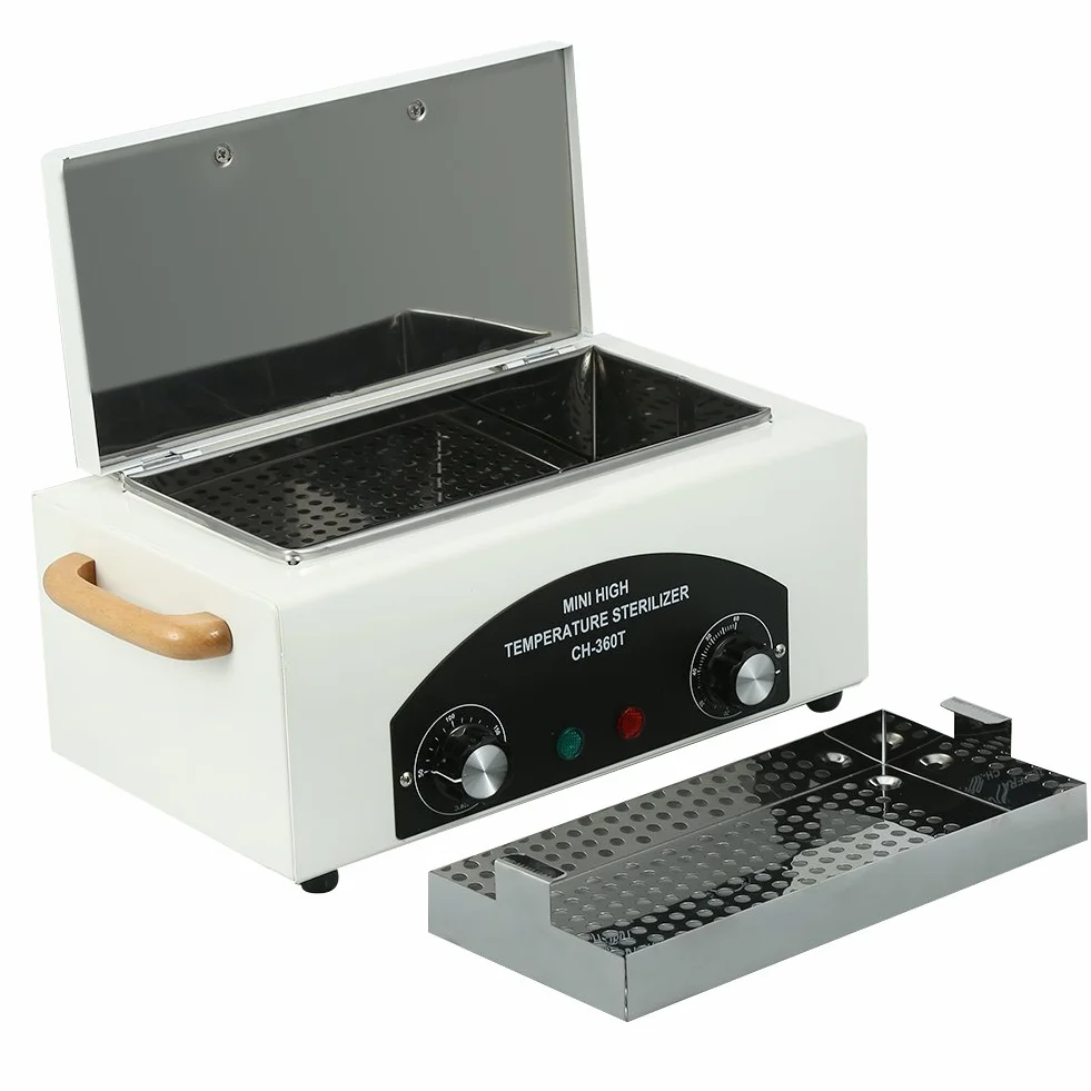 Wakects Sterylizator do paznokci o wysokiej temperaturze, profesjonalny, stal nierdzewna, suche ciepło, 300 W