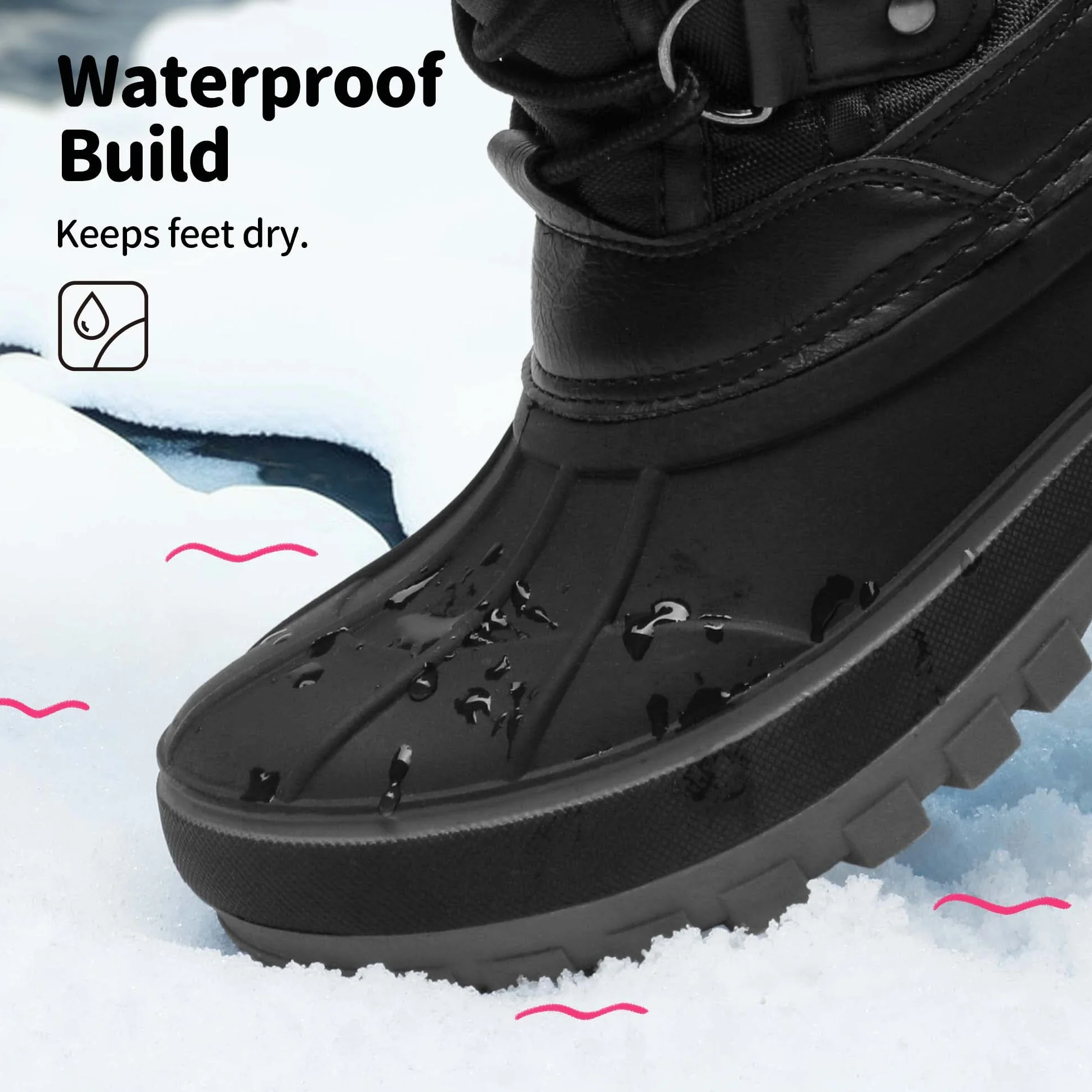 DREAM PAIRS Chłopięce dziewczęce śniegowce wodoodporne outdoorowe ciepłe przytulne antypoślizgowe podszewka ze sztucznego futra do połowy łydki izolowane buty zimowe dla małych i dużych dzieci