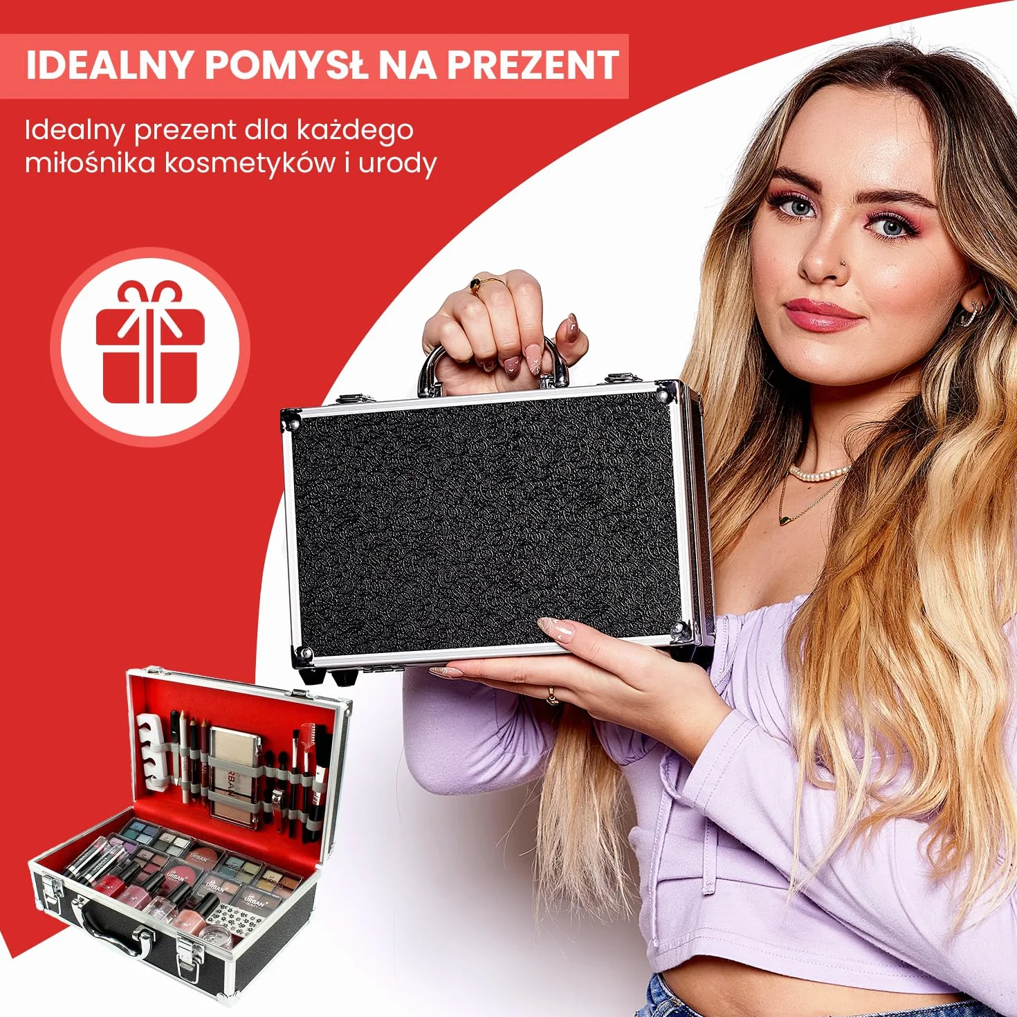 Love Urban Beauty Wegański Divine Beauty Francuski zestaw do makijażu manicure – 76-częściowe zestawy do makijażu – Obejmuje cienie do powiek, rozświetlacze, pomadki, róże, pędzle