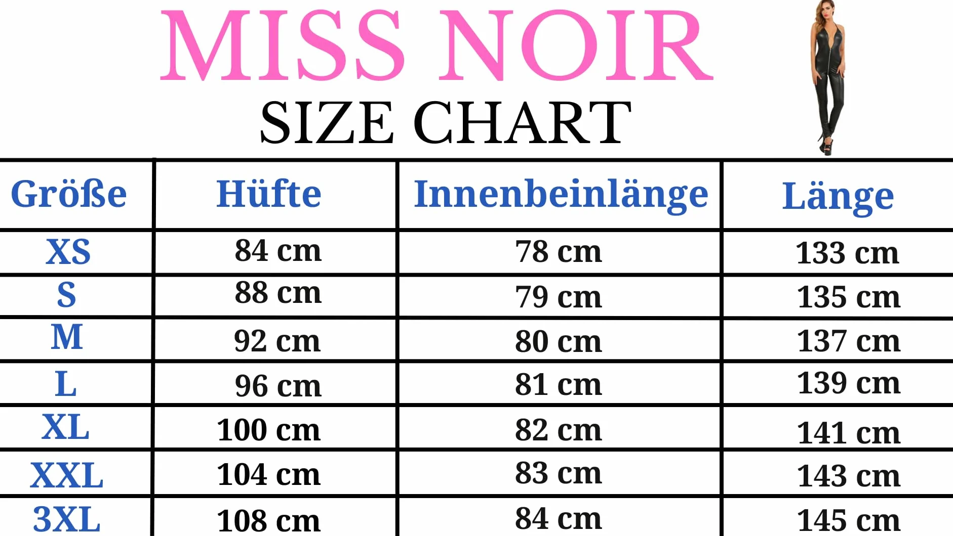 MISS NOIR 18235 Damski kombinezon z odsłoniętymi plecami, w stylu wetlook, seksowny kombinezon z 4-kierunkowym zamkiem błyskawicznym, Playsuit Clubwear, 3XL