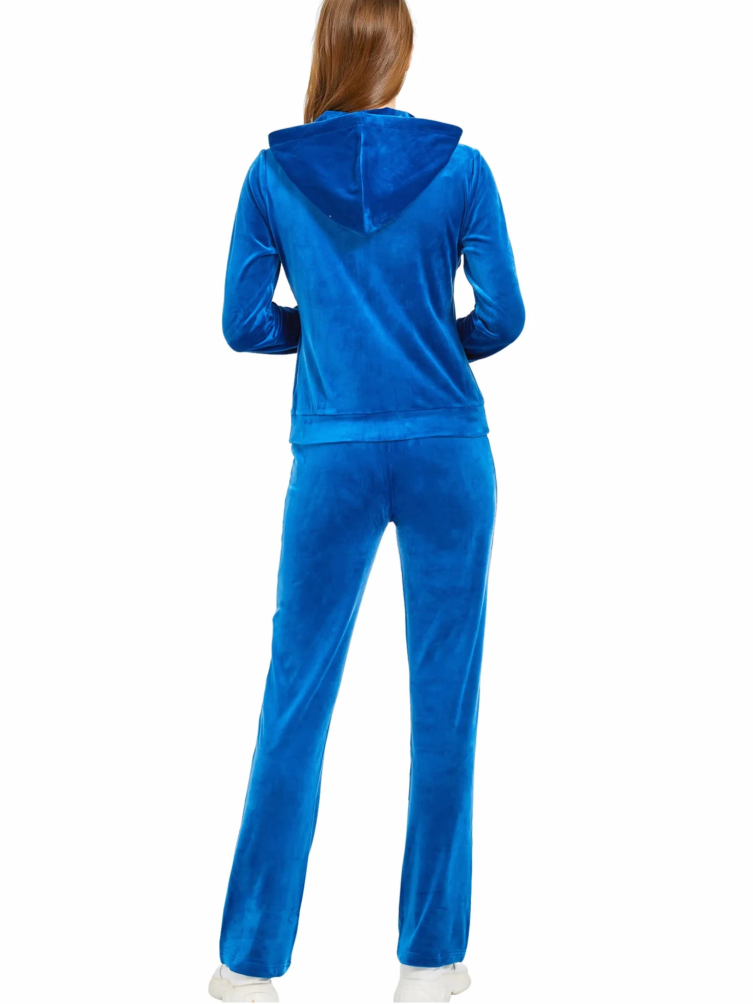 Woolicity Damski welurowy dres sportowy, 2-częściowy zamek błyskawiczny, bluza z kapturem i spodnie do biegania, odzież sportowa, dres
