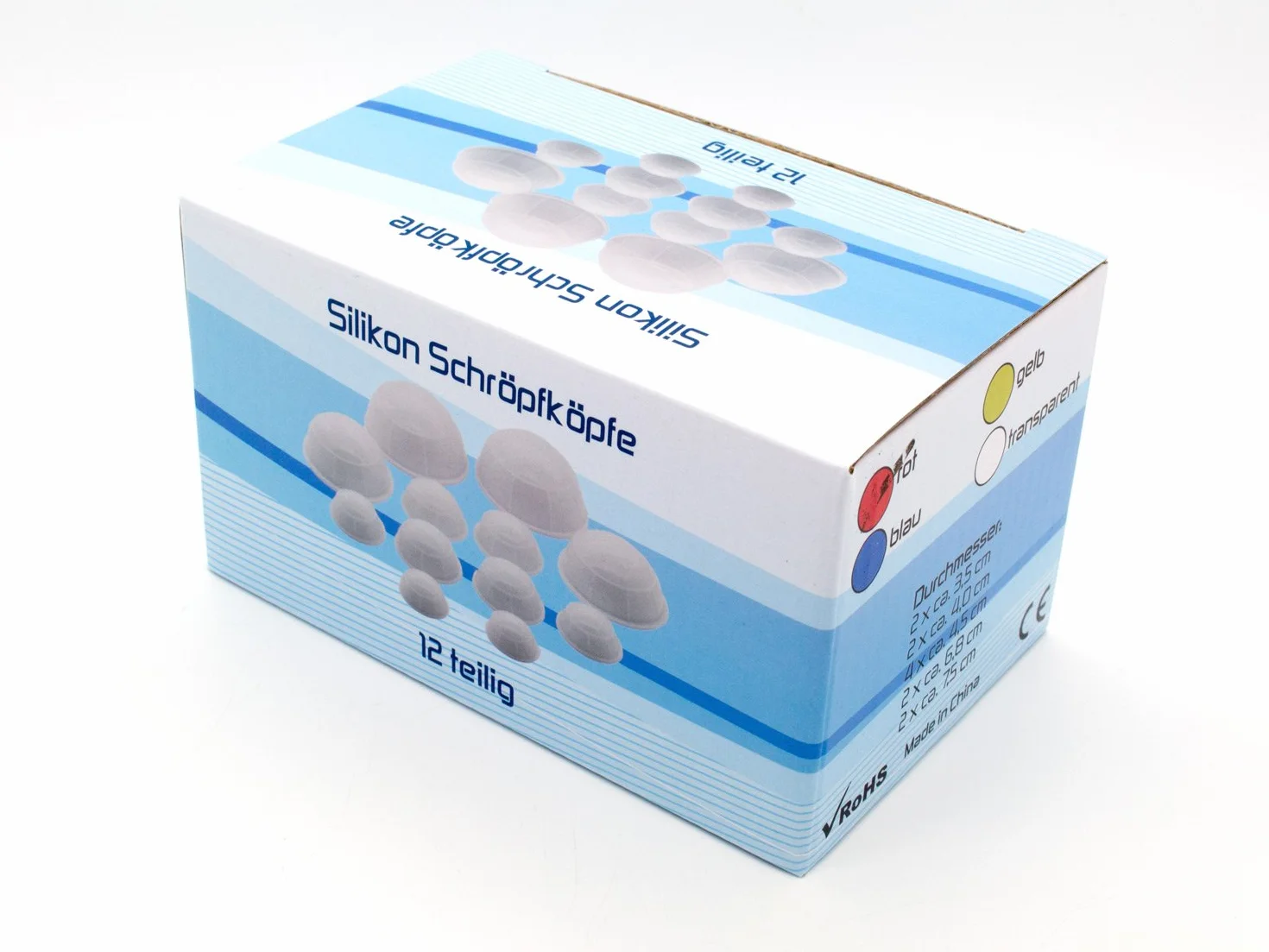 AFH-Webshop 1550401-01 zestaw bańek silikonowych, 12 sztuk, z różnymi średnicami, kolor czerwony