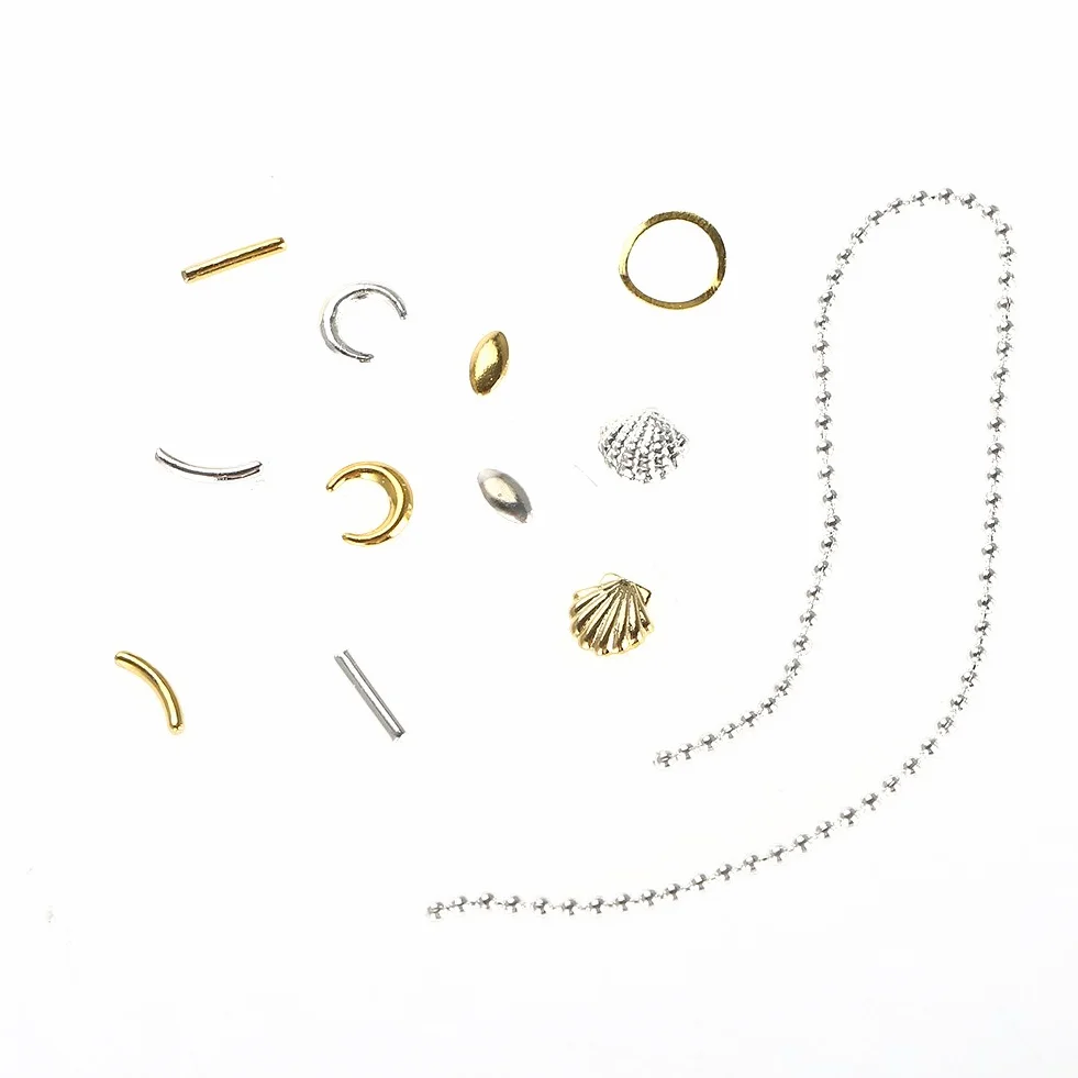 12 Siatka Mieszane Style Nail Art Decoration wydrążony metalowy powłoka Gwiazda Szpilki łańcuchowe DIY Akcesoria do paznokci sztuki dekoracji (02)