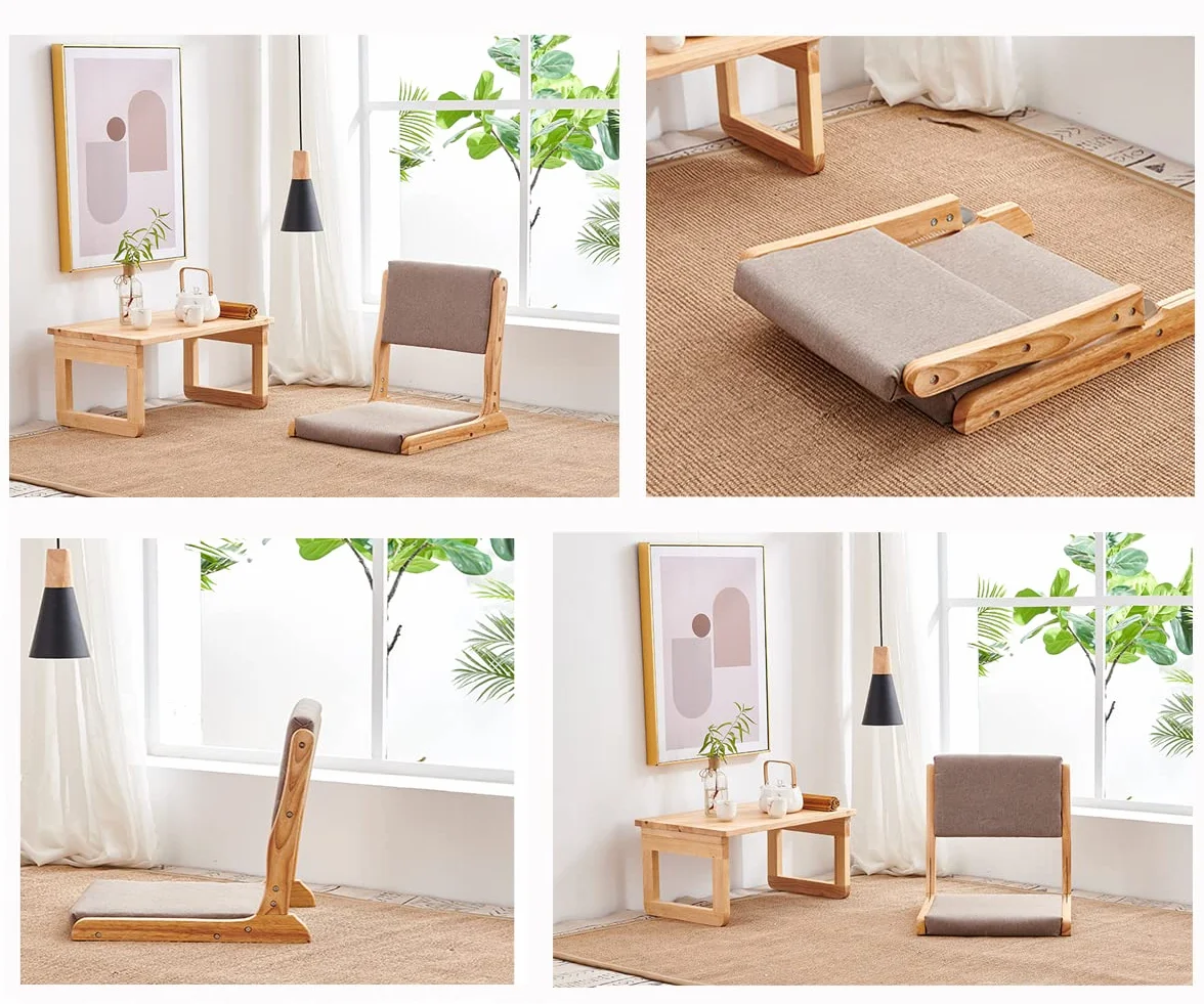 Tatami składane krzesło kempingowe, krzesło podłogowe, krzesło podłogowe, przenośne japońskie krzesło bez nóg, leniwa sofa do czytania medytacji w wykuszu, krzesło balny