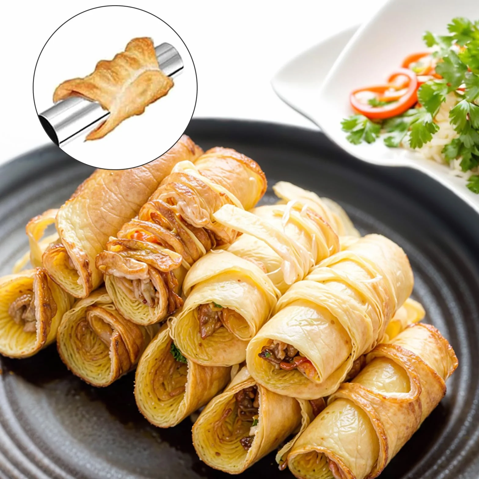 Cannoli Zestaw rur, 15 szt. dużych form piankowych ze stali nierdzewnej, nieprzywierające formy do rogalików, stożki do pieczenia duńskich ciast, naleśników, nadają się do mycia w zmywarce