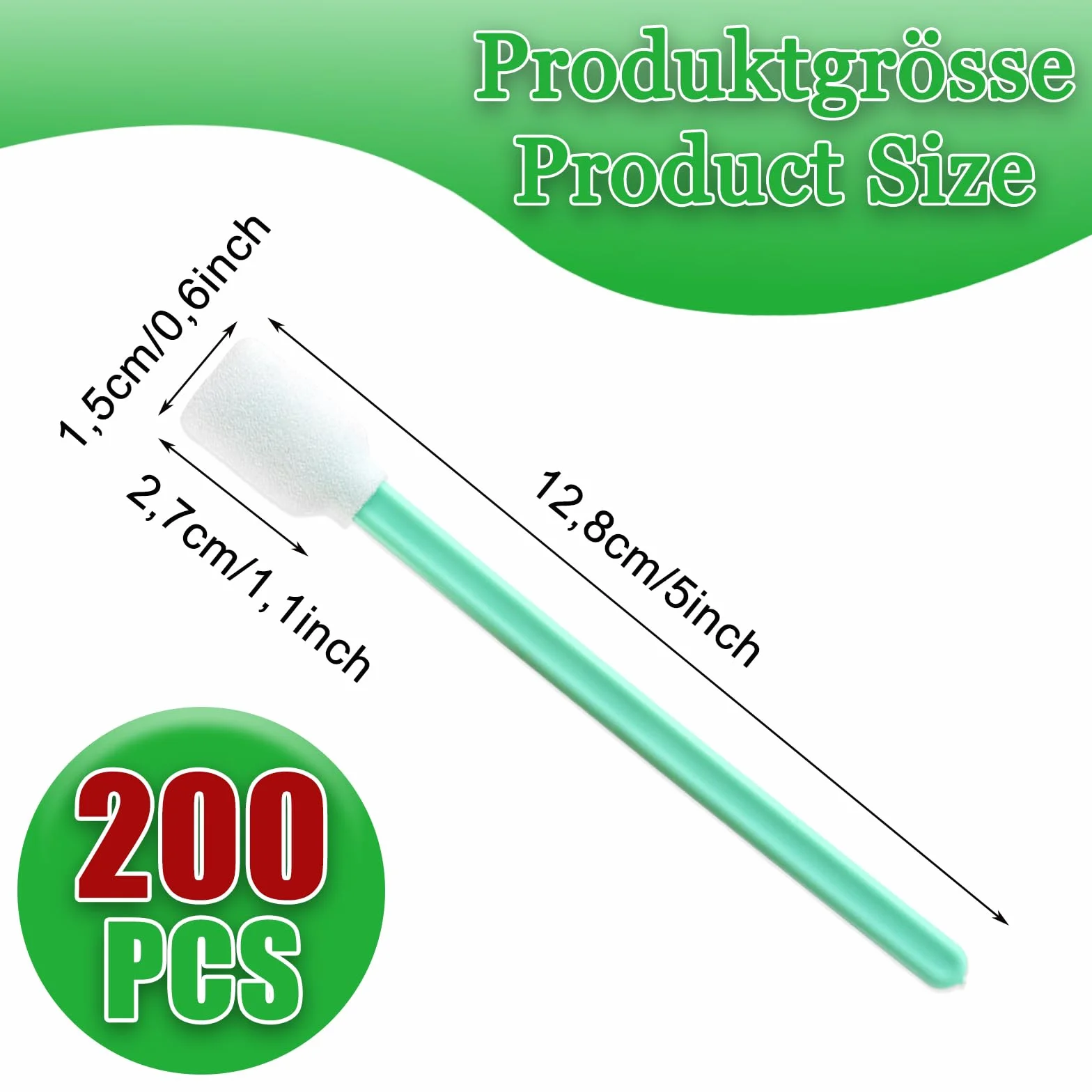 Patyczki do czyszczenia 15 mm piankowe długie do optycznej soczewki drukarki atramentowej 200 sztuk