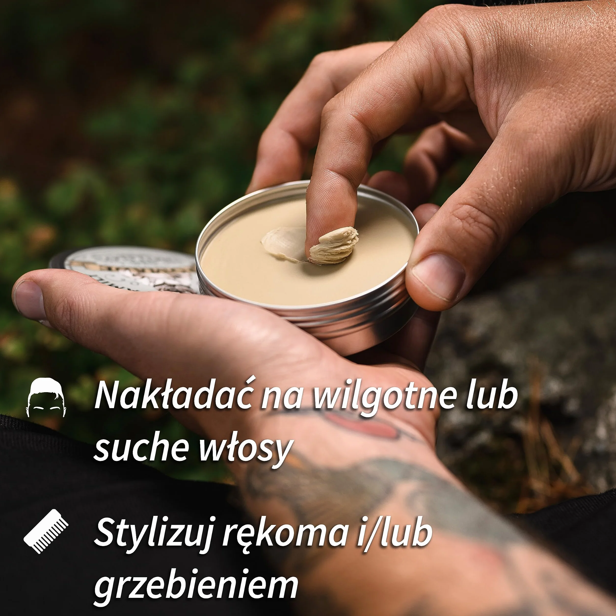 Matowa pomada do włosów dla mężczyzn – średnio utrwalająca pomada do stylizacji włosów na bazie wody dla mężczyzn zawiera zwiększającą objętość glinkę kaolinową + glinkę bentonitową – nietłusta i teksturująca matowa pomada do efektywnej kontroli puszenia