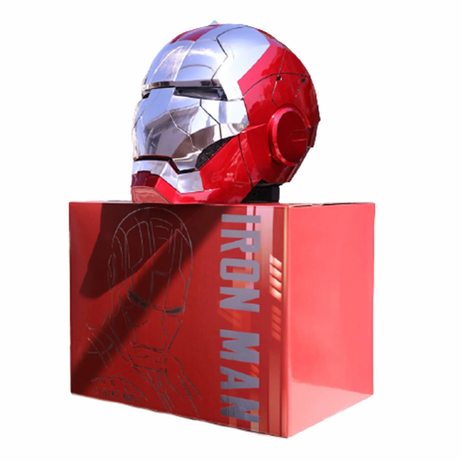 Iron Man kask elektryczny MK5 1:1 do noszenia kask do otwierania i zamykania dwujęzyczne sterowanie głosem świecąca maska rekwizyt seria superbohaterów przedmioty kolekcjonerskie,BGGNG, a,