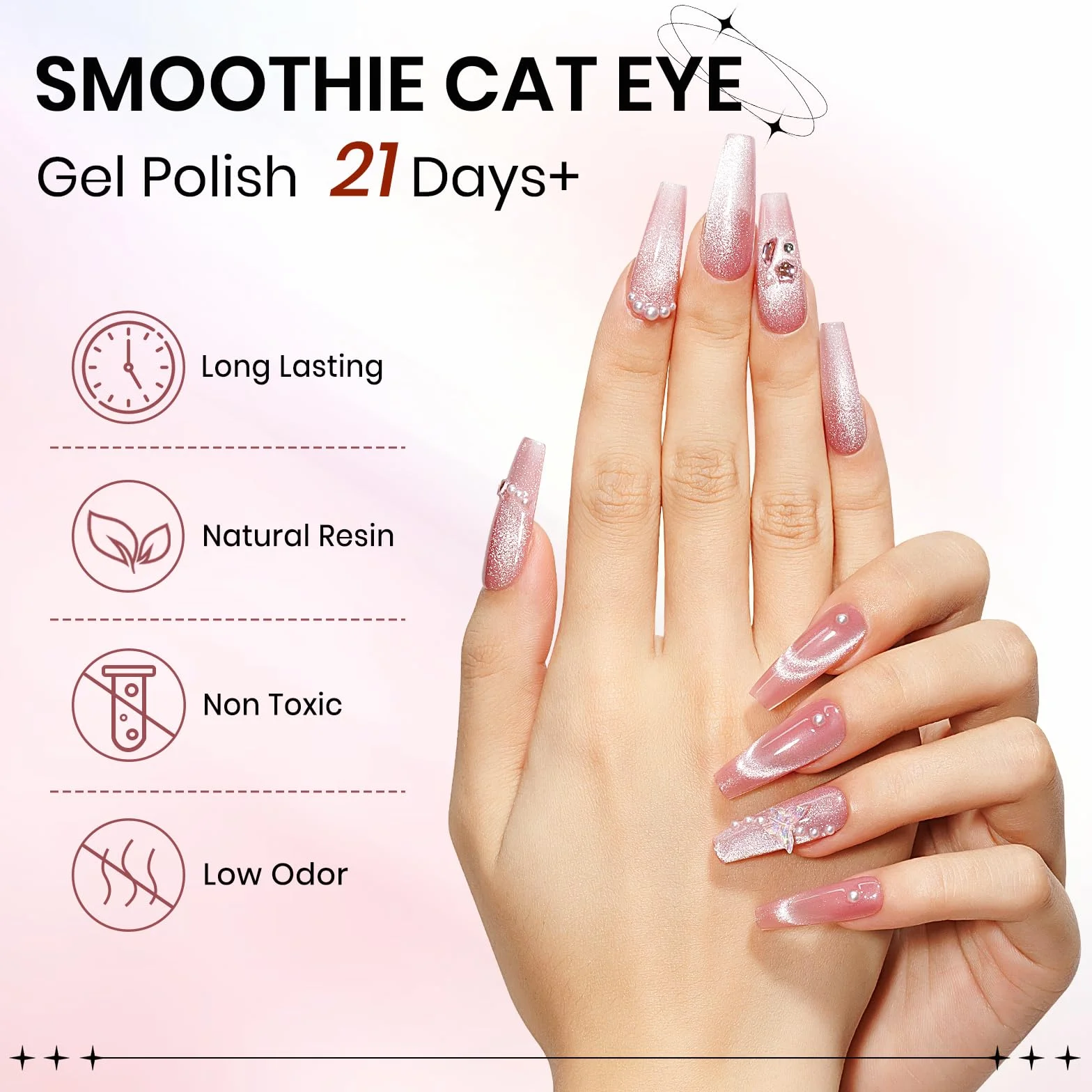 SUPWEE Cat Eye lakier żelowy UV do paznokci z magnesem, 15 ml, brokatowy Cat Eye żel różowy, magnetyczny lakier do paznokci, holograficzny kocie oko, lakier do paznokci, zmywalny, Nail Art Manicure