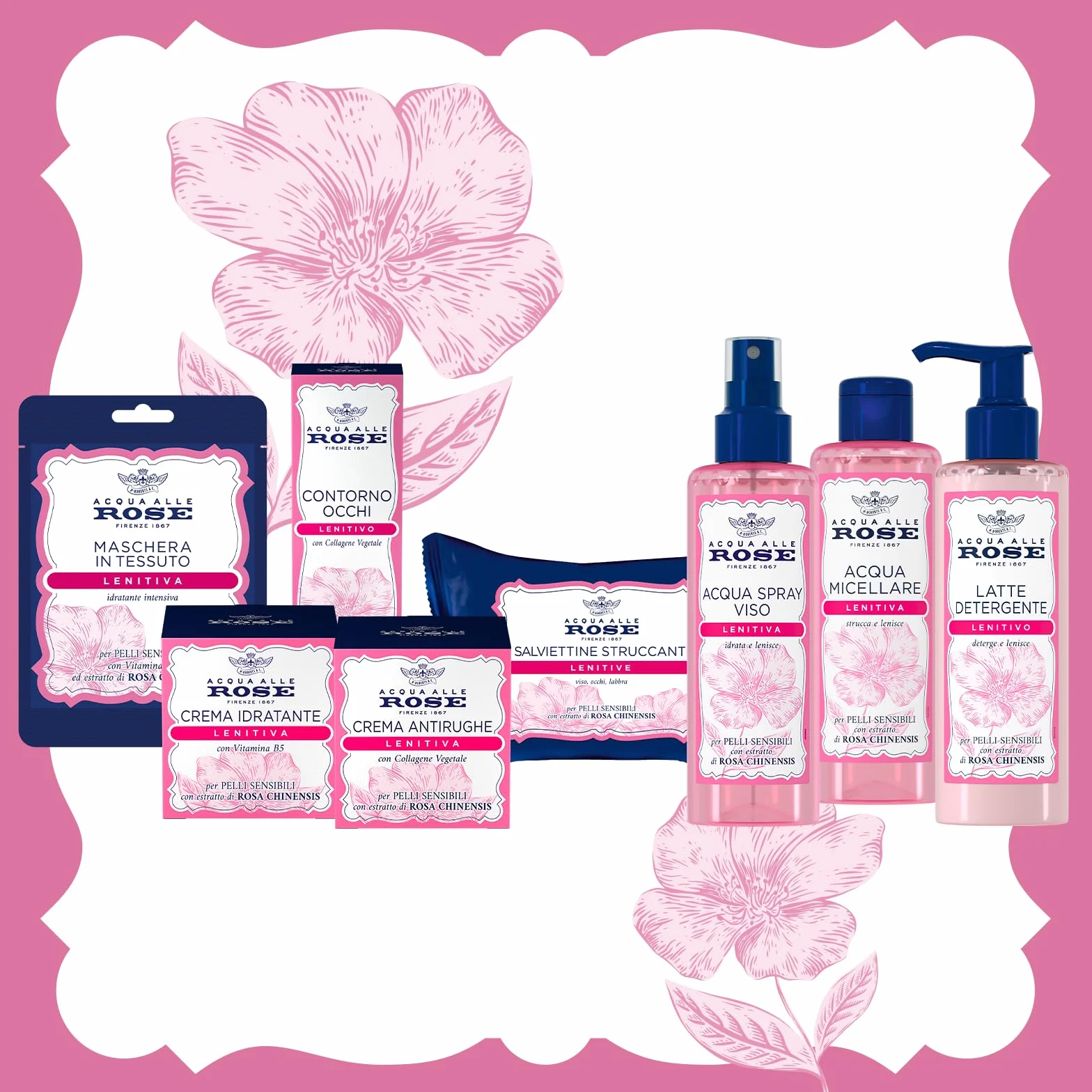 Acqua alle Rose Łagodna woda micelarna do skóry wrażliwej, do makijażu i oczyszczania twarzy, oczu i ust, z ekstraktem z róży Chinensis, który chroni skórę przed czynnikami zewnętrznymi, bez