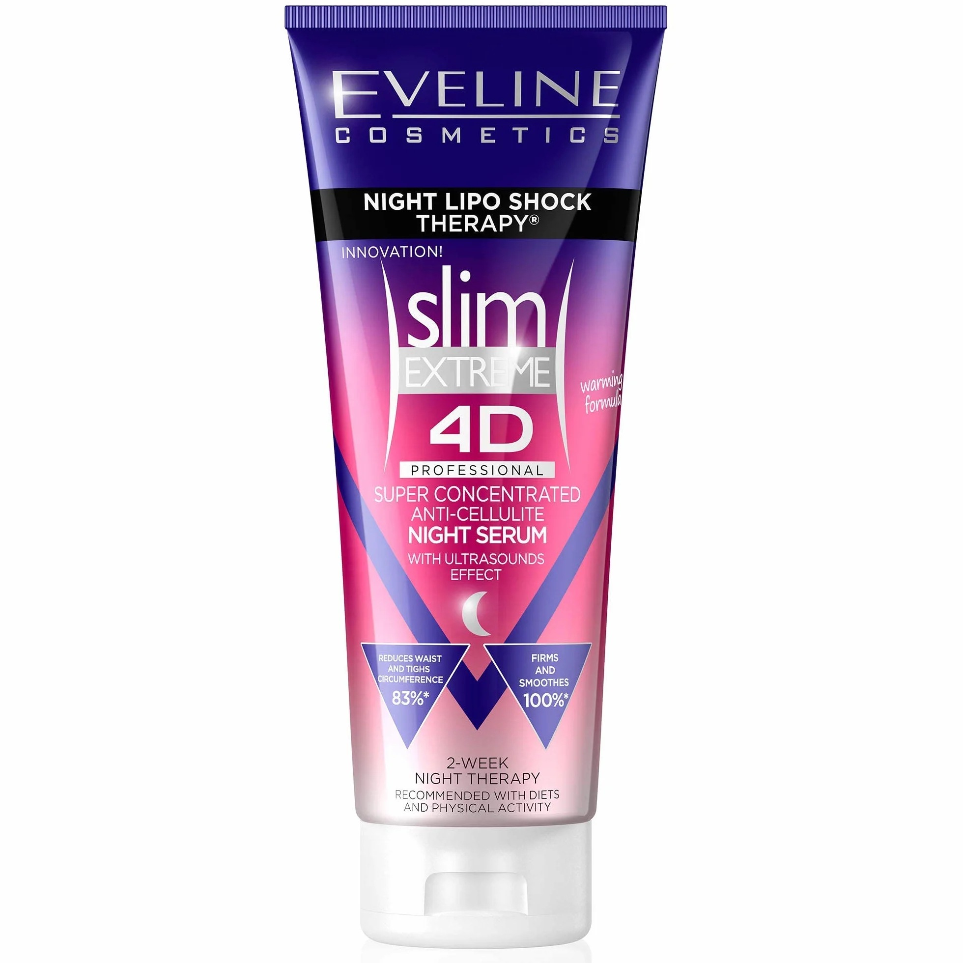 Eveline Cosmetics Slim Extreme 4D super skoncentrowany cellulit wyszczuplający gorący krem dla kobiet, 250 ml, formuła szybkiego spalania tłuszczu, 2-tygodniowa noc Lipo Shock Thearpy | płaski brzuch, szczupłe nogi i talia