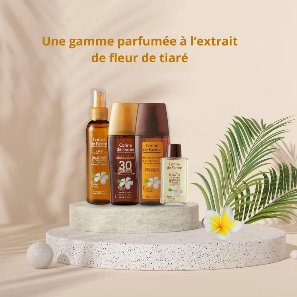 Corine de Farme - Monoi Tiaré Perfumowana woda - Mgła do pielęgnacji twarzy, ciała i włosów - Nawilża, chłodzi i perfumuje skórę - Bezalkoholowa - 150 ml