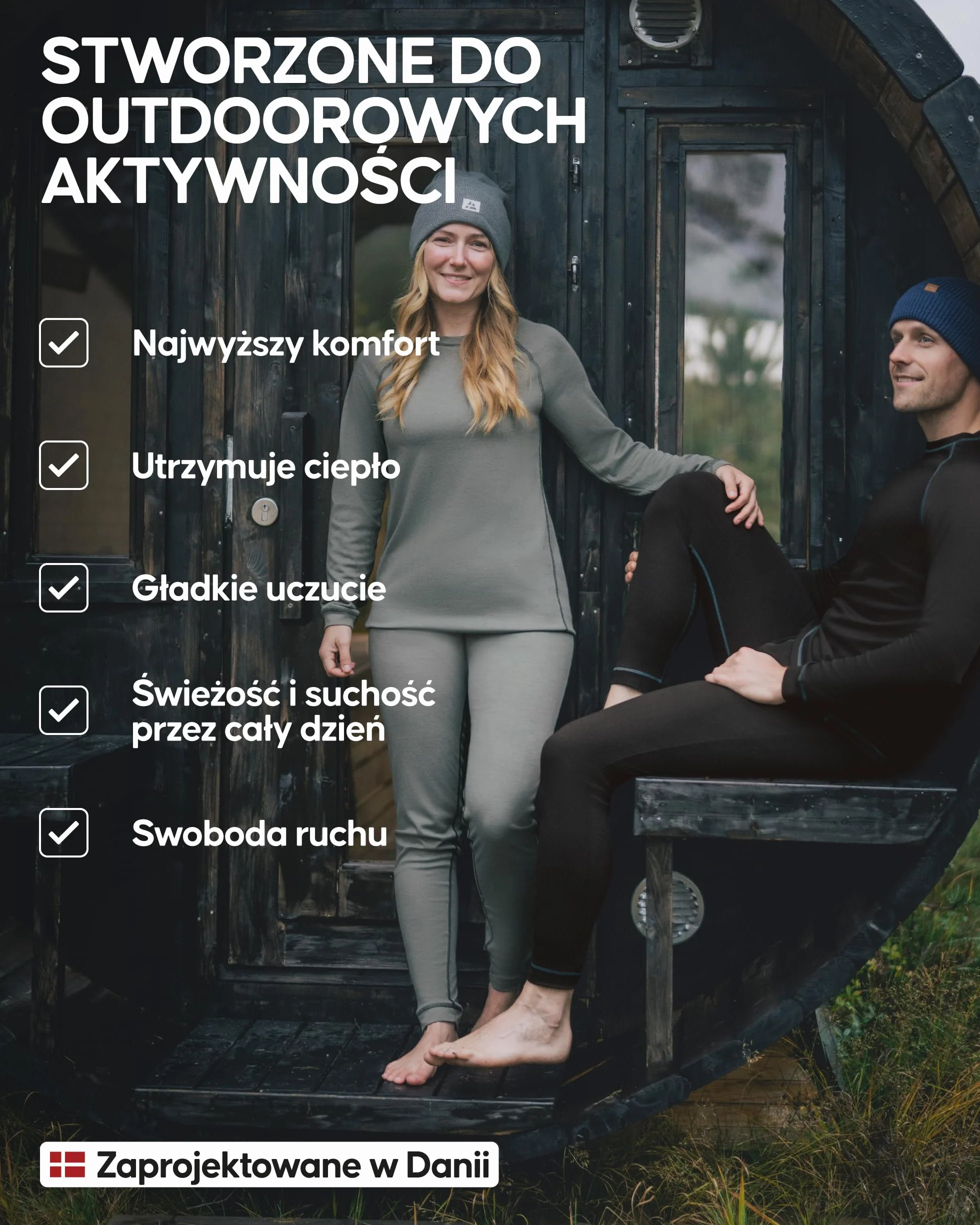 DANISH ENDURANCE Komplet Bielizny Termicznej, Męski i Damski, Koszulka z Długim Rękawem i Kalesony Unisex, Legginsy Termoaktywne z Materiałów z Recyklingu, Oddychająca, Odprowadzająca Pot