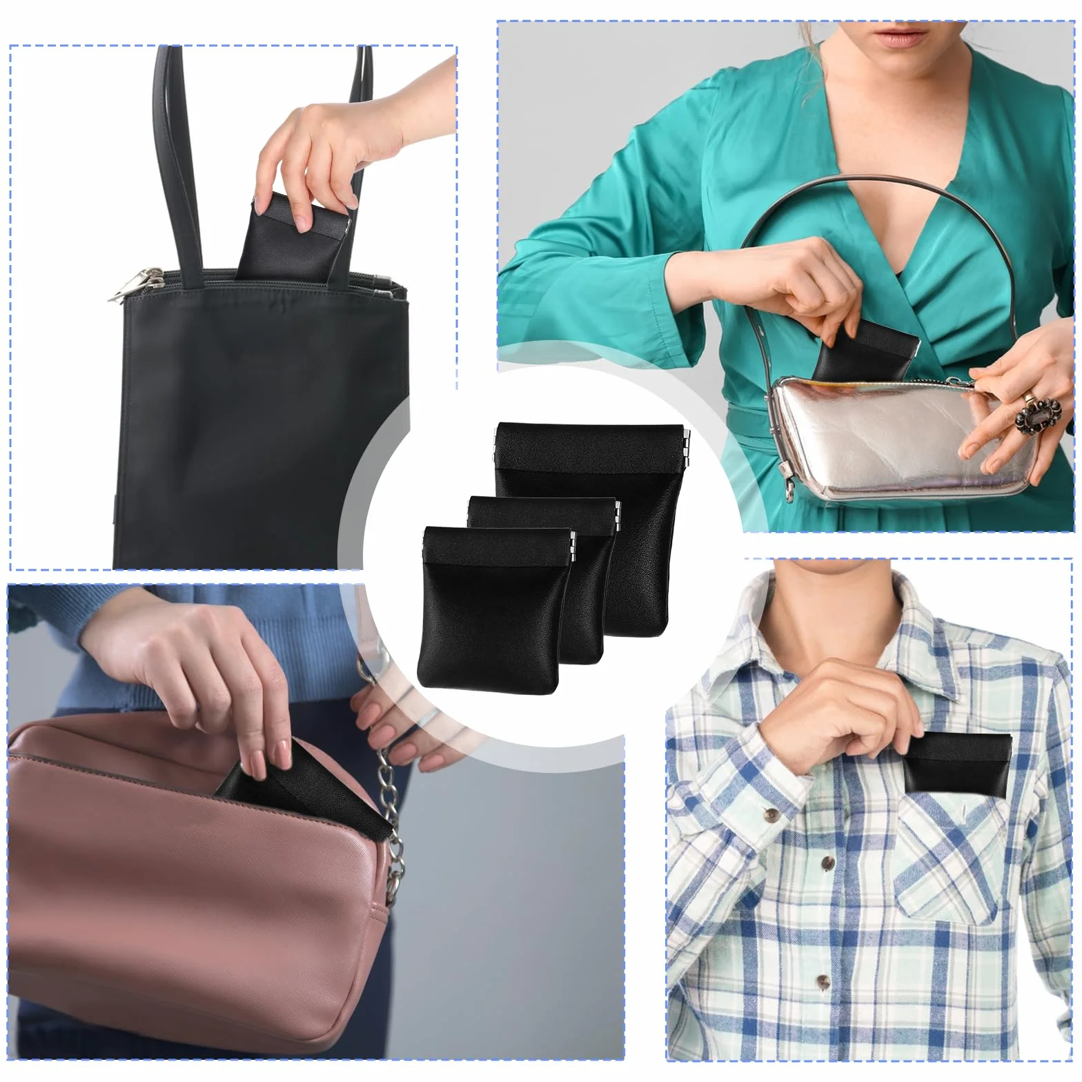3 x mini skórzany mały portfel skórzany, mały portfel na monety dla kobiet i mężczyzn, etui na karty kredytowe, portmonetka, portmonetka na monety, na monety, klips do przechowywania kosmetyków