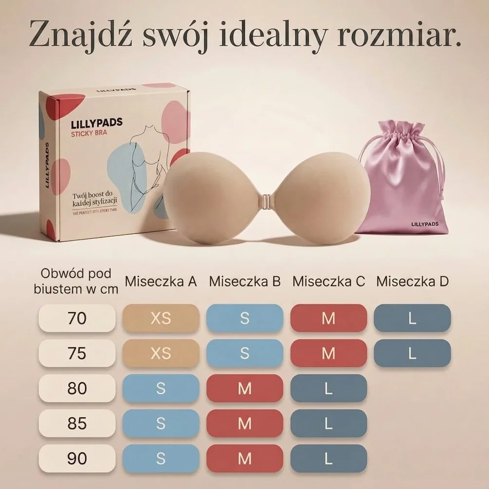 Klejony biustonosz Push Up – oryginalny – 100 dni testowania – wysokiej jakości biustonosz – nadaje się do prania i wielokrotnego użytku – beżowy