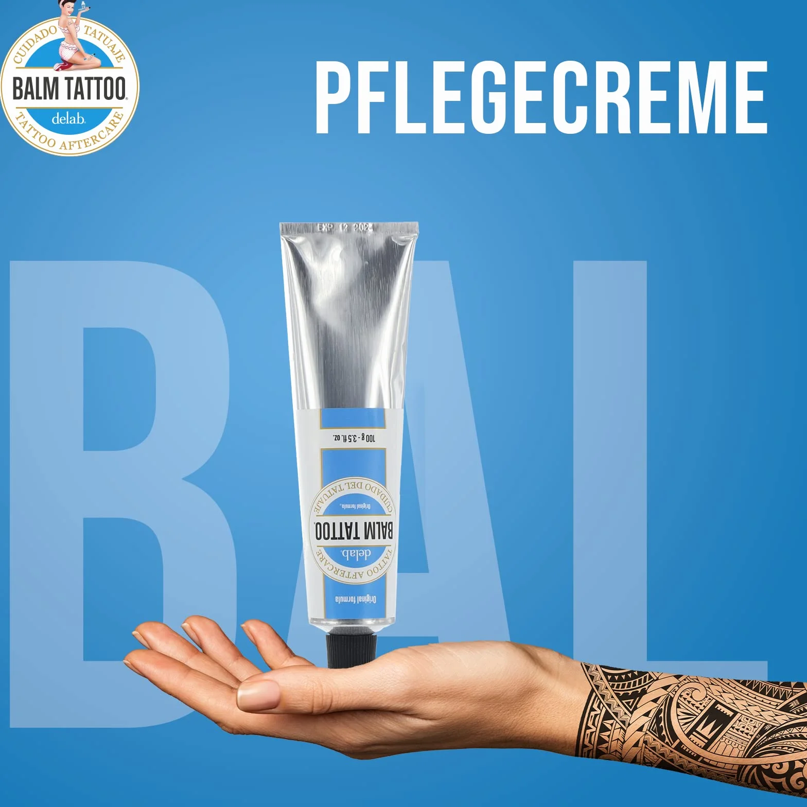 Balm Tattoo Oryginalny krem do tatuażu 100 g - Linia szybkiego wchłaniania Aftercare - Ułatwia gojenie się tatuażu i gojenie się tatuażu - Wspomaga wyraźne rezultaty