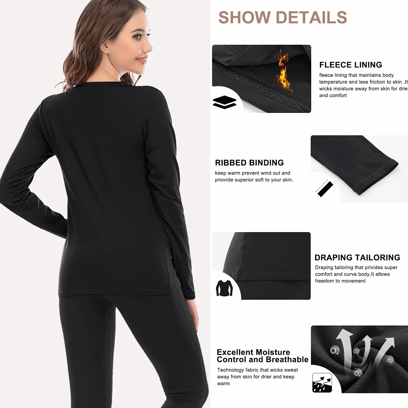MEETWEE Damska koszulka termiczna z długim rękawem Koszulka Kompresja bielizna Sport T-Shirt Baselayer Racing Jazda Na Rowerze Fitness