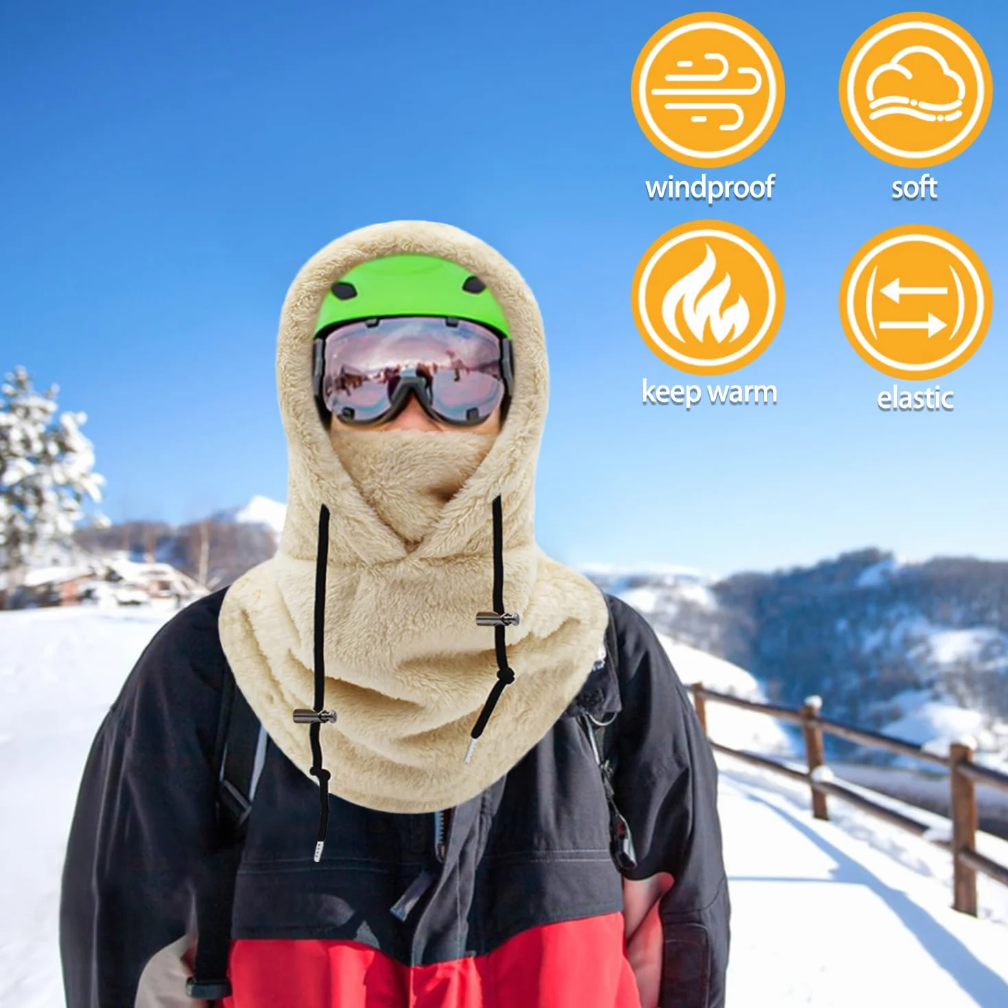 Pluszowa kominiarka damska, zimowa, ocieplacz na szyję, narty, balaclava, wiatroszczelna, maska narciarska, do jazdy na snowboardzie, narty, rozmiar uniwersalny