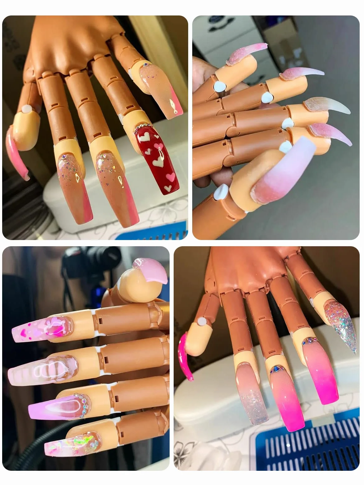 Deciniee Akrylowa ręka do ćwiczeń paznokci - elastyczny profesjonalny model - regulowana sztuczna ręka do manicure DIY