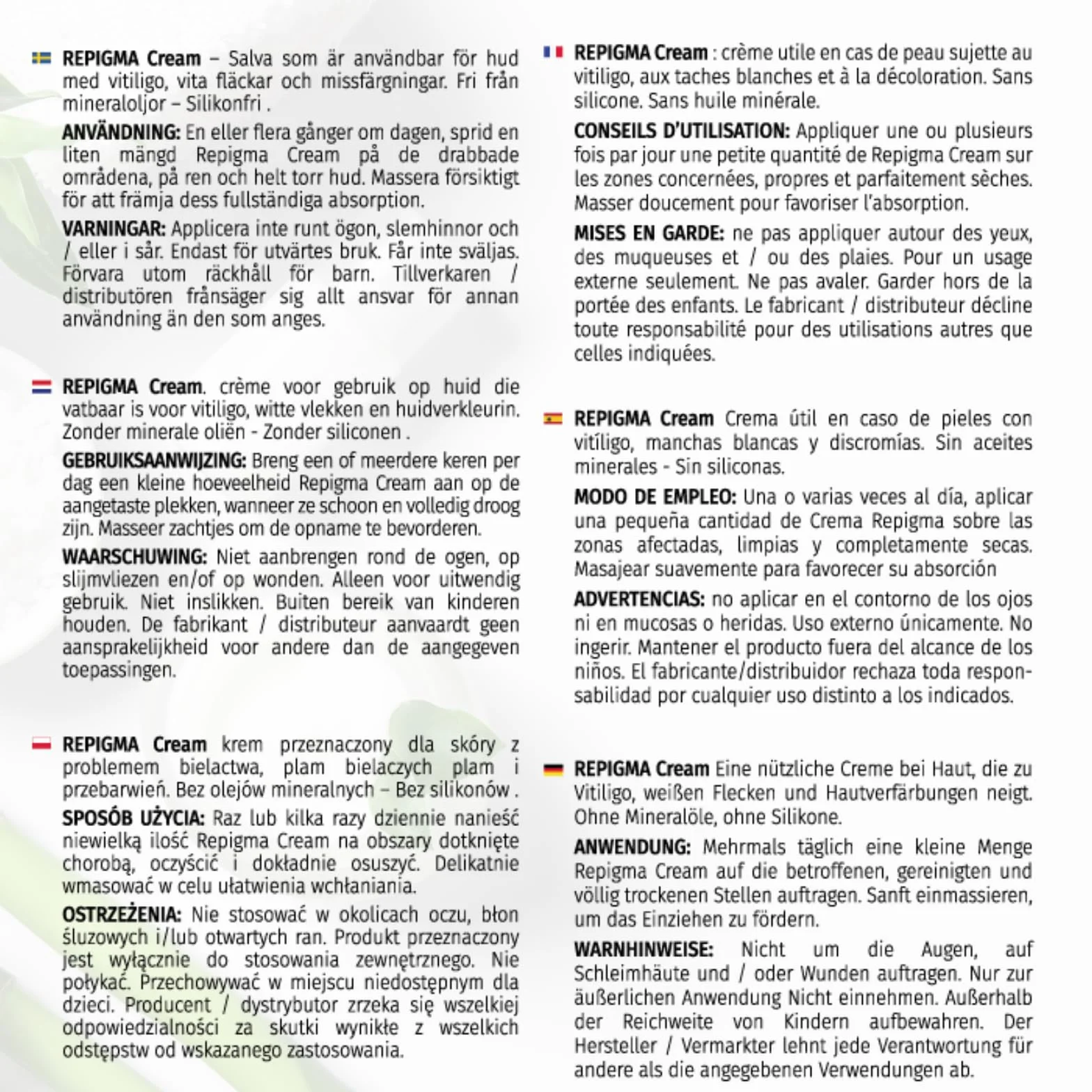 Repigma Cream – krem przeznaczony dla skóry z problemem bielactwa, plam bielaczych plam i przebarwień. 95% naturalnych składników