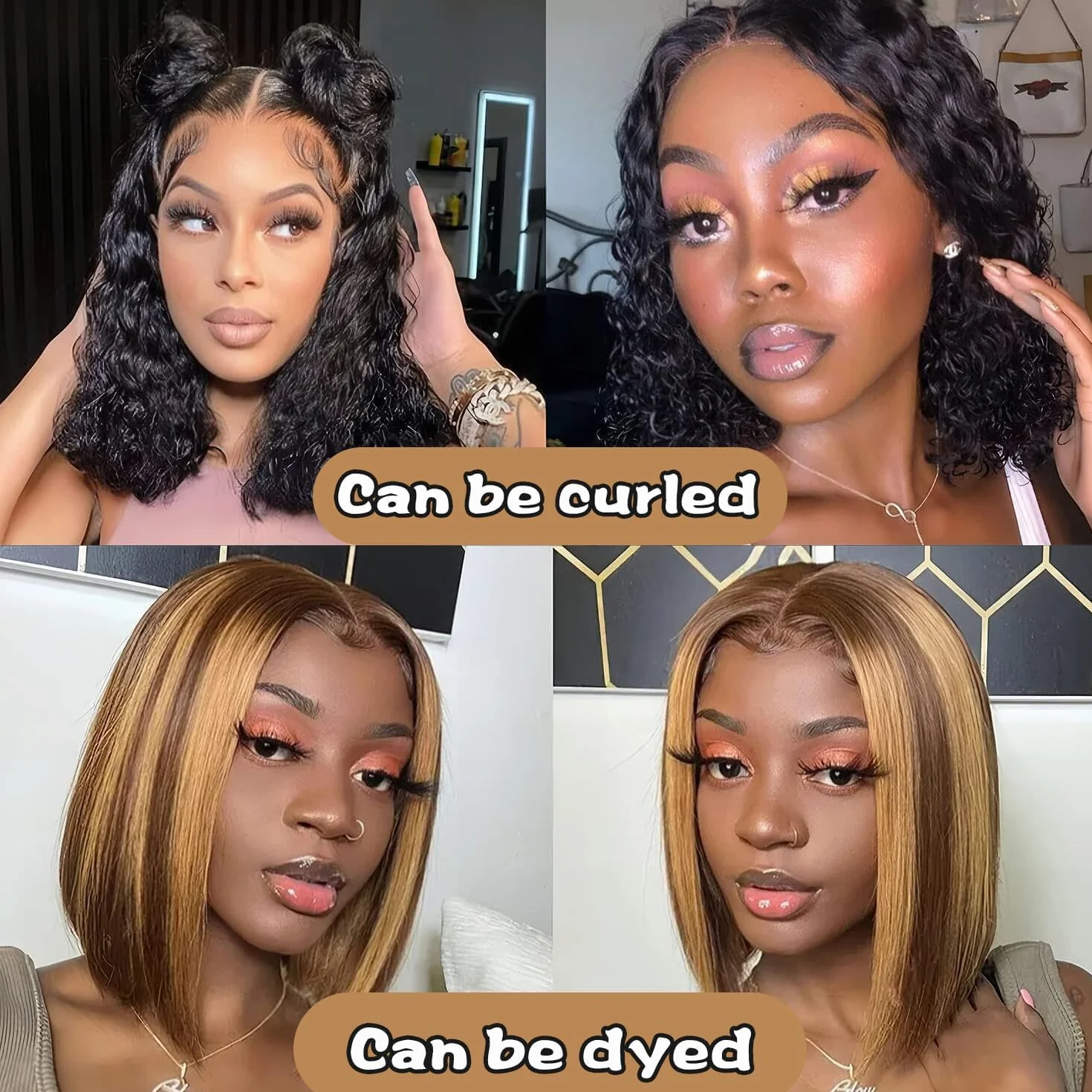 Peruka brazylijska włosy ludzkie 4x4 Lace Front Human Hair Wigs Straight Human Hair Bob Lace Front Wigs Brazilian Wig 180% Density Short Bob Wig for Black Women Natural Colour (8 inch)