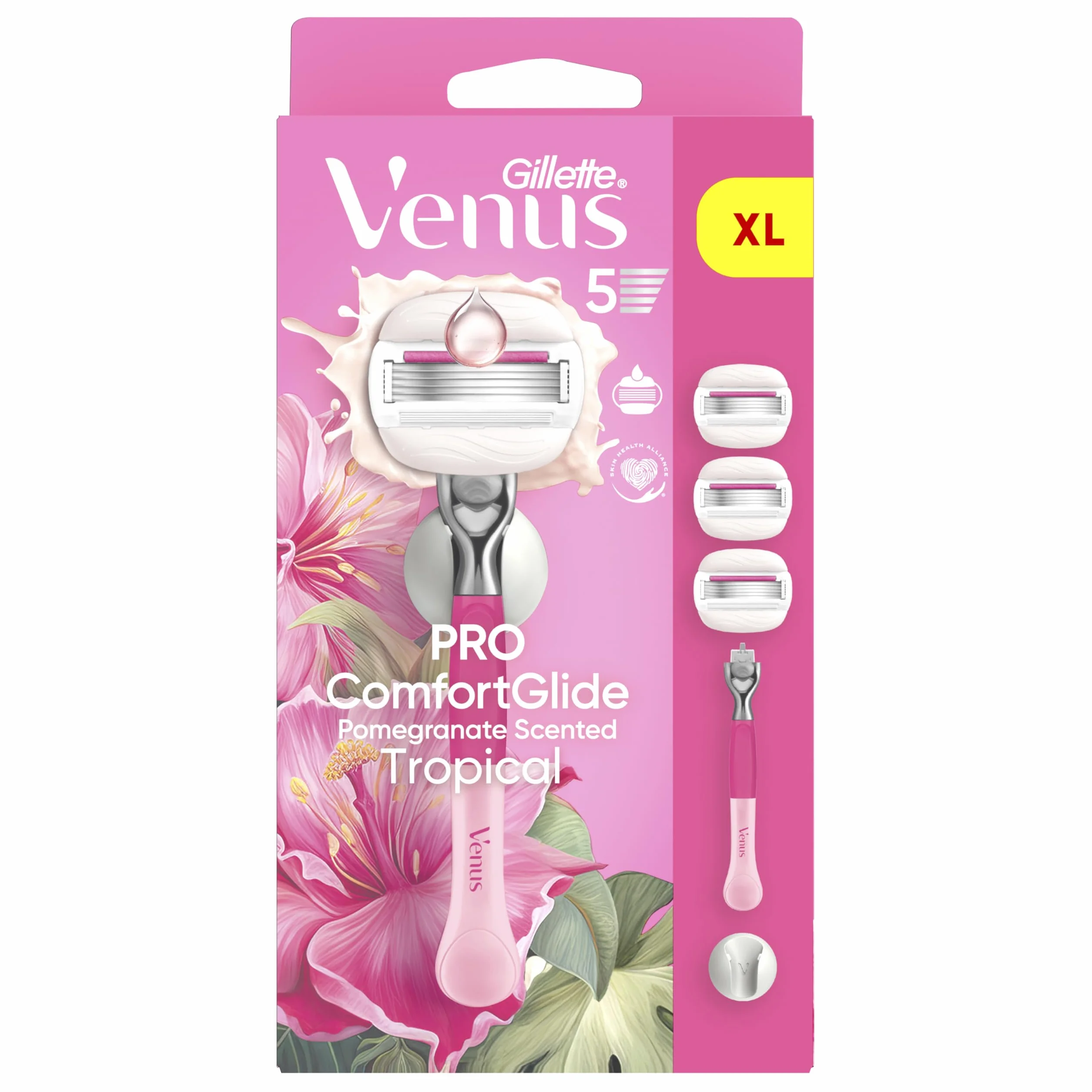 Gillette Venus Pro ComfortGlide Tropical golarka damska z zapachem granatu i zapasowymi ostrzami