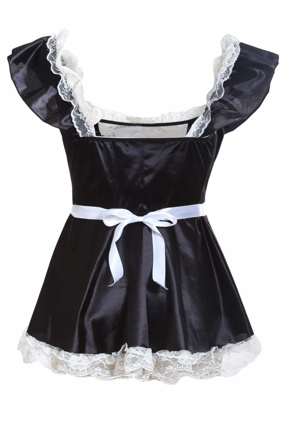 Damska seksowna bielizna pokojówka kostium cosplay francuska niegrzeczna urocza koronkowa sukienka bielizna babydoll bielizna nocna, Czarny, S