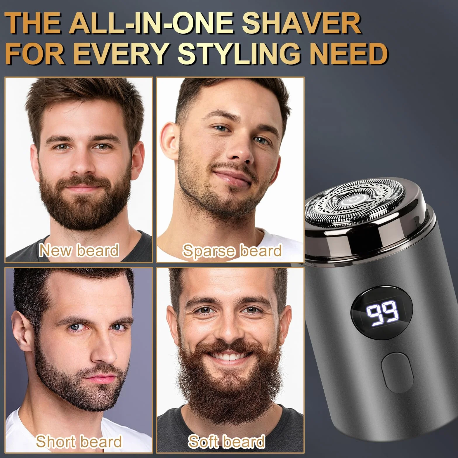 Mineup Sopami Mini Shaver elektryczna golarka męska, 2 w 1, wodoszczelna, przenośna, nadaje się do prania na mokro i na sucho, USB do domu i w podróży