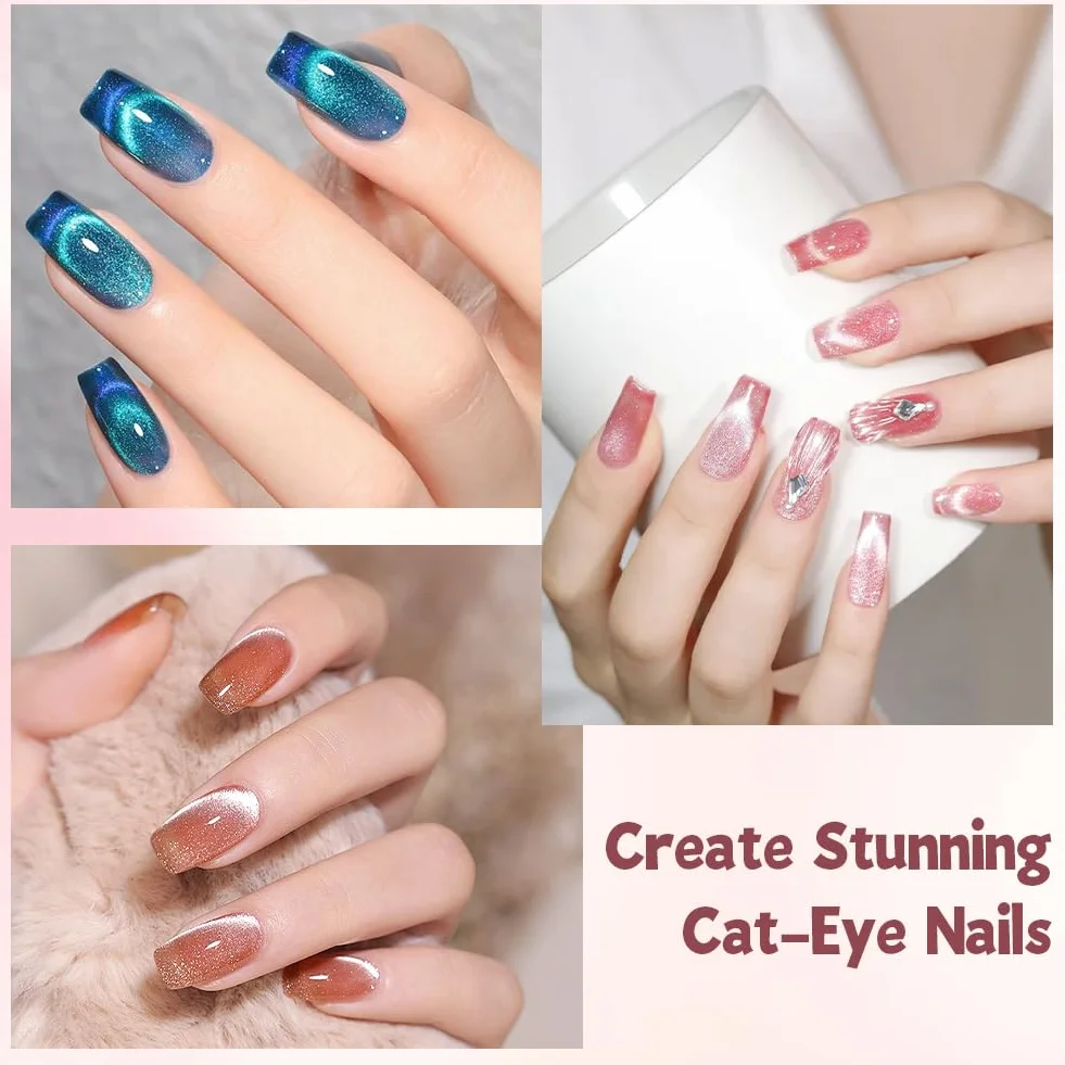 Magnes Cat Eye do paznokci, dwustronny magnetyczny długopis z okrągłą magnetyczną perłą, wielofunkcyjne narzędzie do żelowego lakieru Cat Eye do zdobienia paznokci w domu DIY, żółty