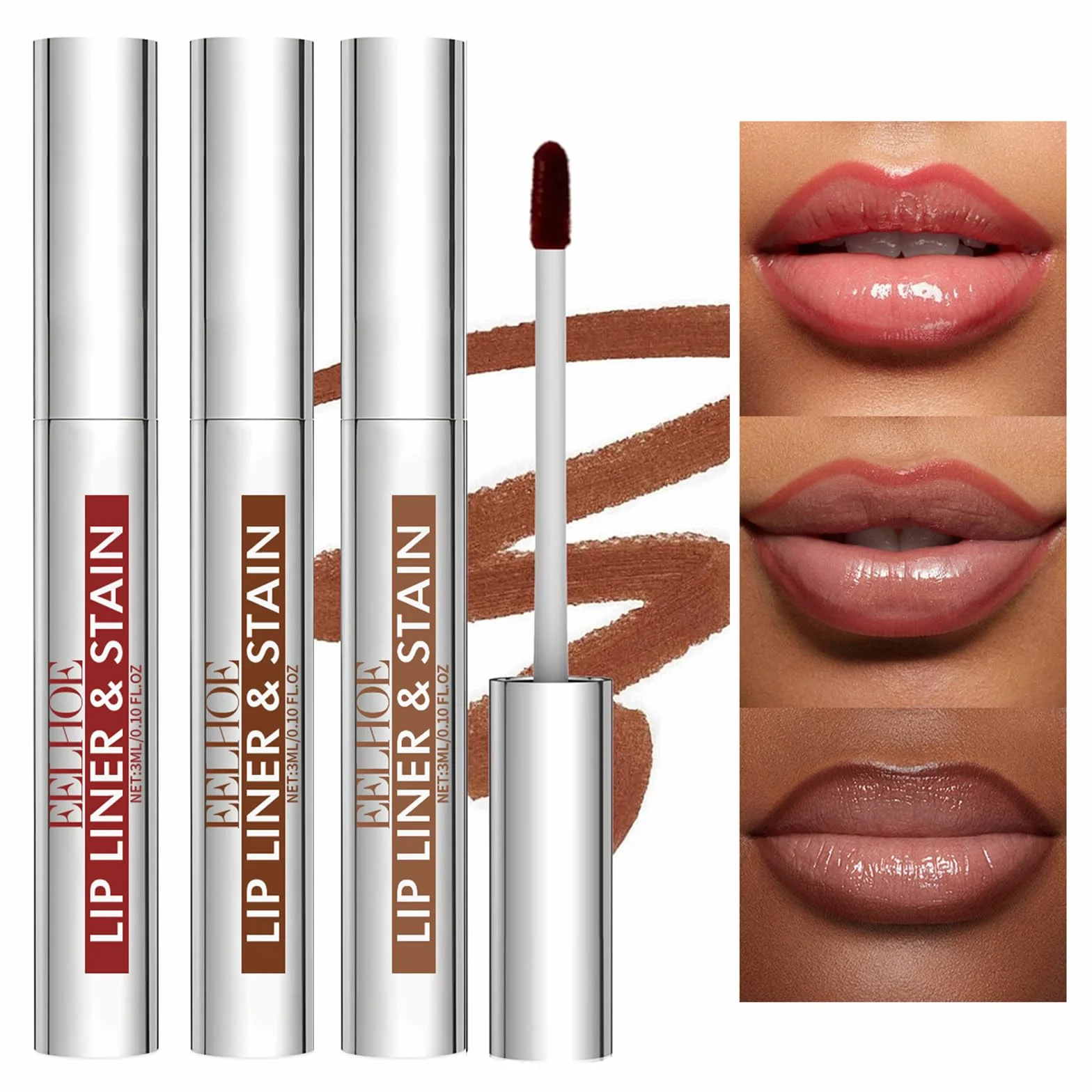 Peel Off Lip Stain zestaw 3 kolory wodoodporny matowy wysoce pigmentowany