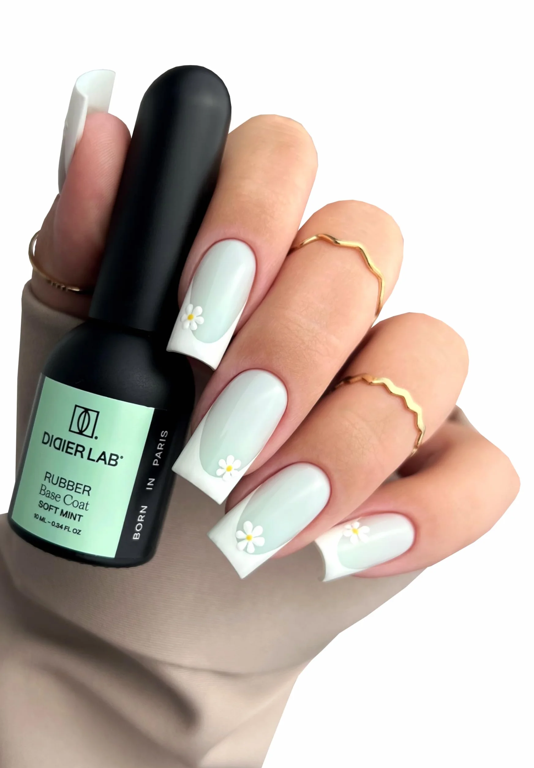Didier Lab Baza kauczukowa LED/UV Miętowy 10 ml Bez HEMA i TPO Lakier hybrydowy podkładowy 2w1