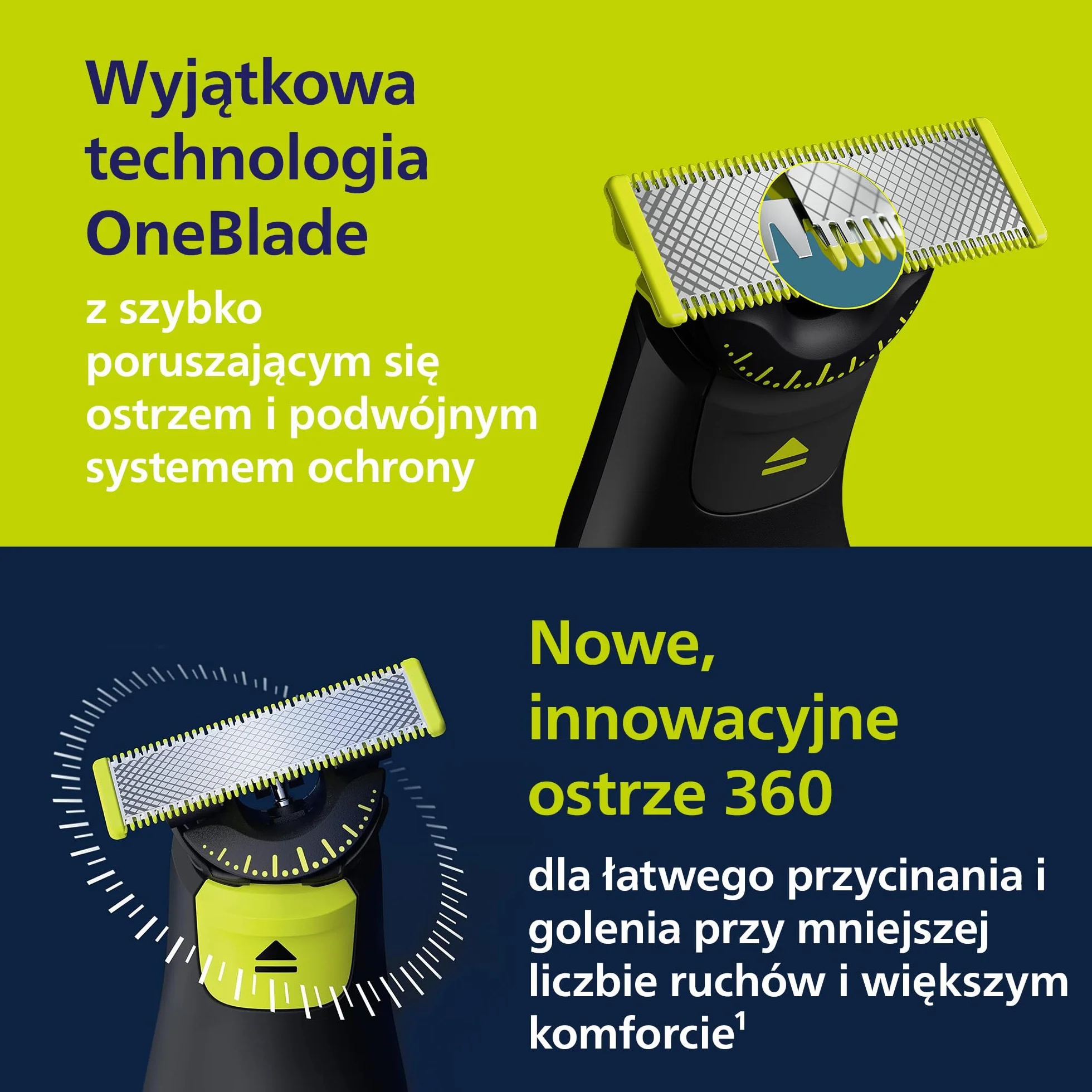 Philips OneBlade Pro 360 Autentyczny Elektryczny trymer do twarzy i ciała, golarka i groomer, 3x ostrze 360, grzebień o długości 20, zestaw do ciała, podstawka ładująca, etui podróżne, QP6652/35