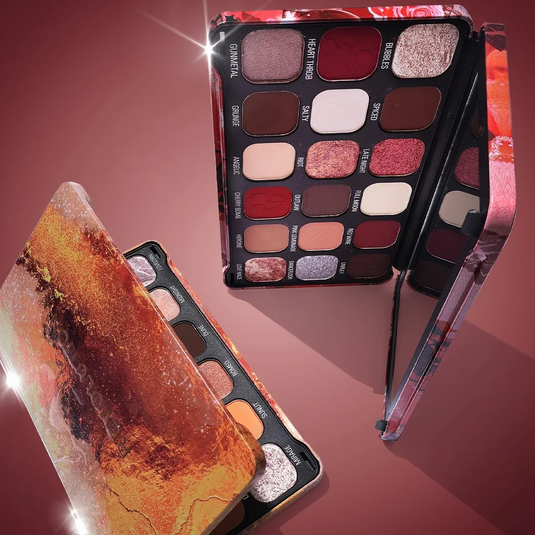 Revolution Beauty Forever Flawless paleta cieni do powiek, 18 pigmentowanych matowych i błyszczących kolorów, wegańskie i nieokrutne, Cherry Rebel