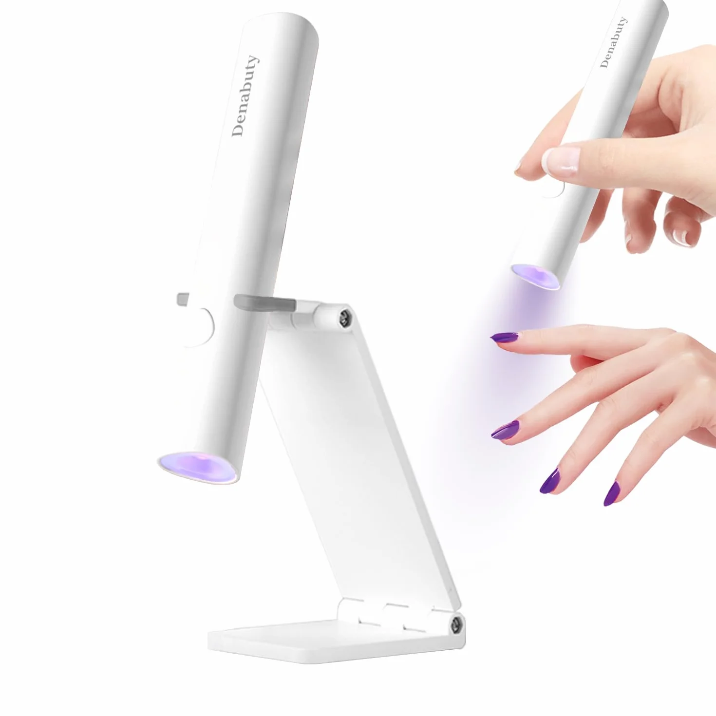Denabuty Mini UV LED Lampa do paznokci żelowych bezprzewodowa USB z 2 timerami Biały