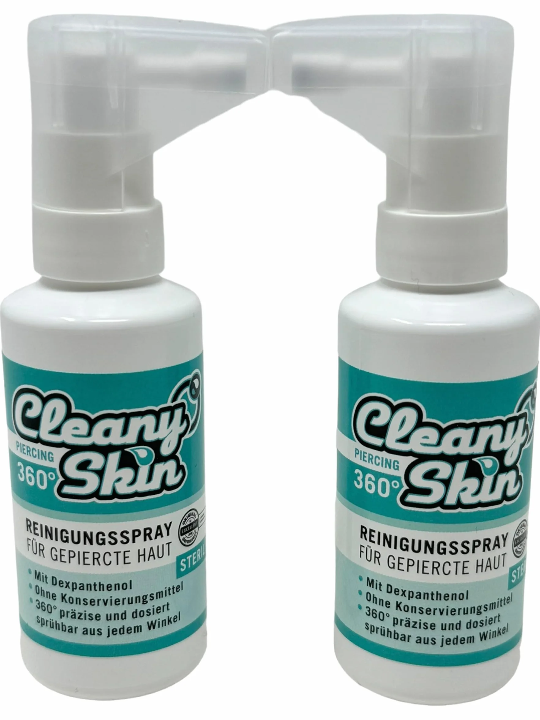 CLEANY SKIN Profi spray do piercingu 2 x 50 ml Piercing Spray do ćwiczeń firmy INKgrafiX – IG69115 – pielęgnacja po pielęgnacji tatuażu, pielęgnacja skóry, maść do pielęgnacji skóry