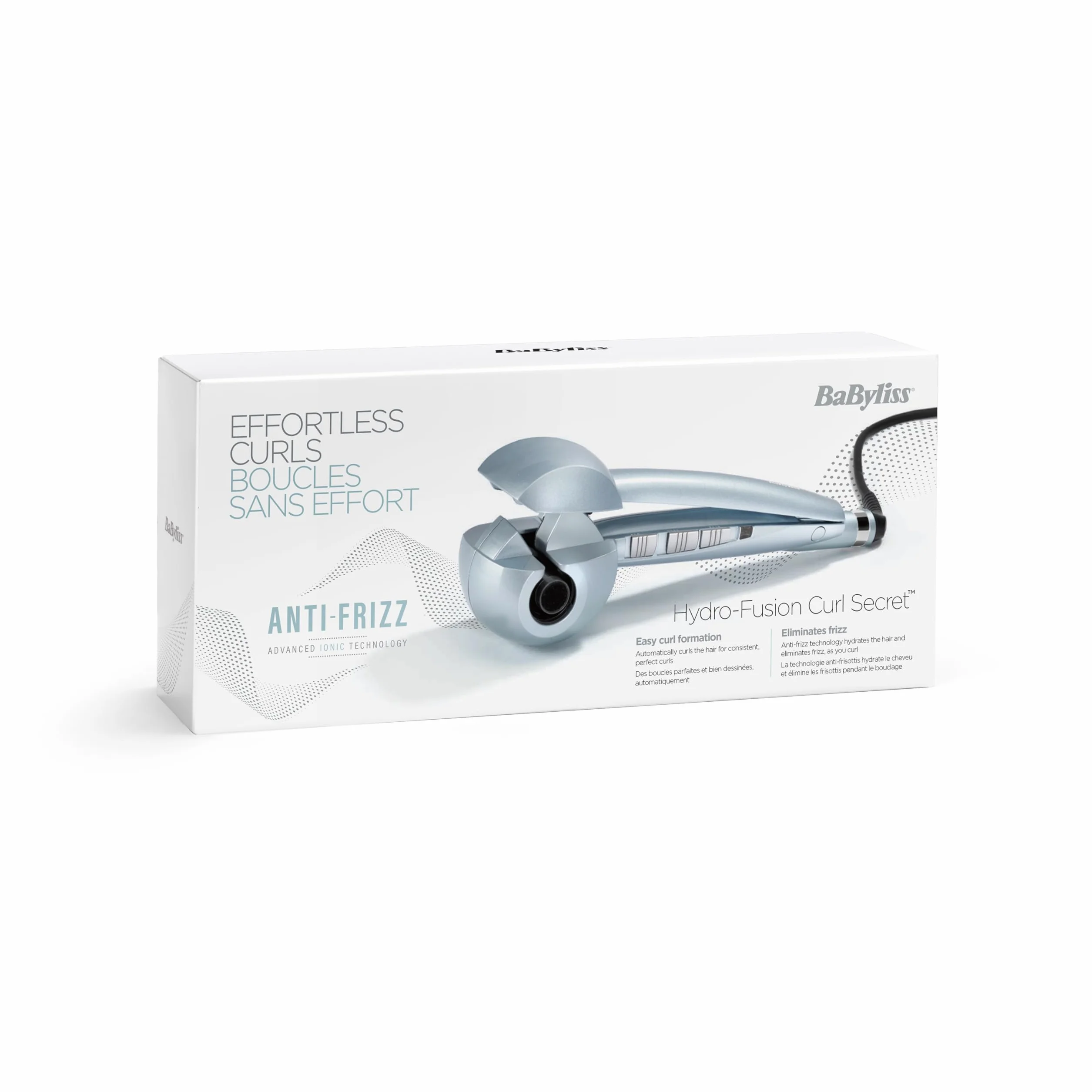 BaByliss C1700E Curl Secret ANTI FRIZZ Hydro Fusion, automatyczna lokówka, funkcja hydro Fusion, zakres temperatur 190-230°C, jasnoniebieski,