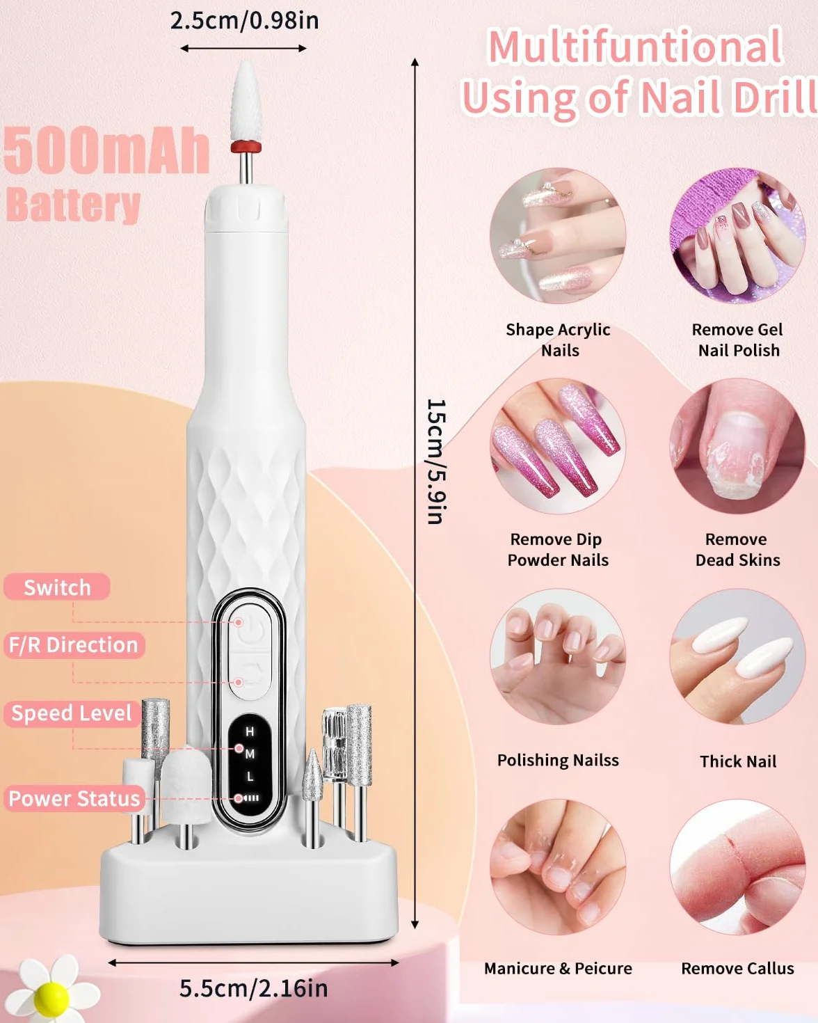 Frezarka do paznokci 12 w 1, 18 000 obr./min, zestaw do manicure i pedicure