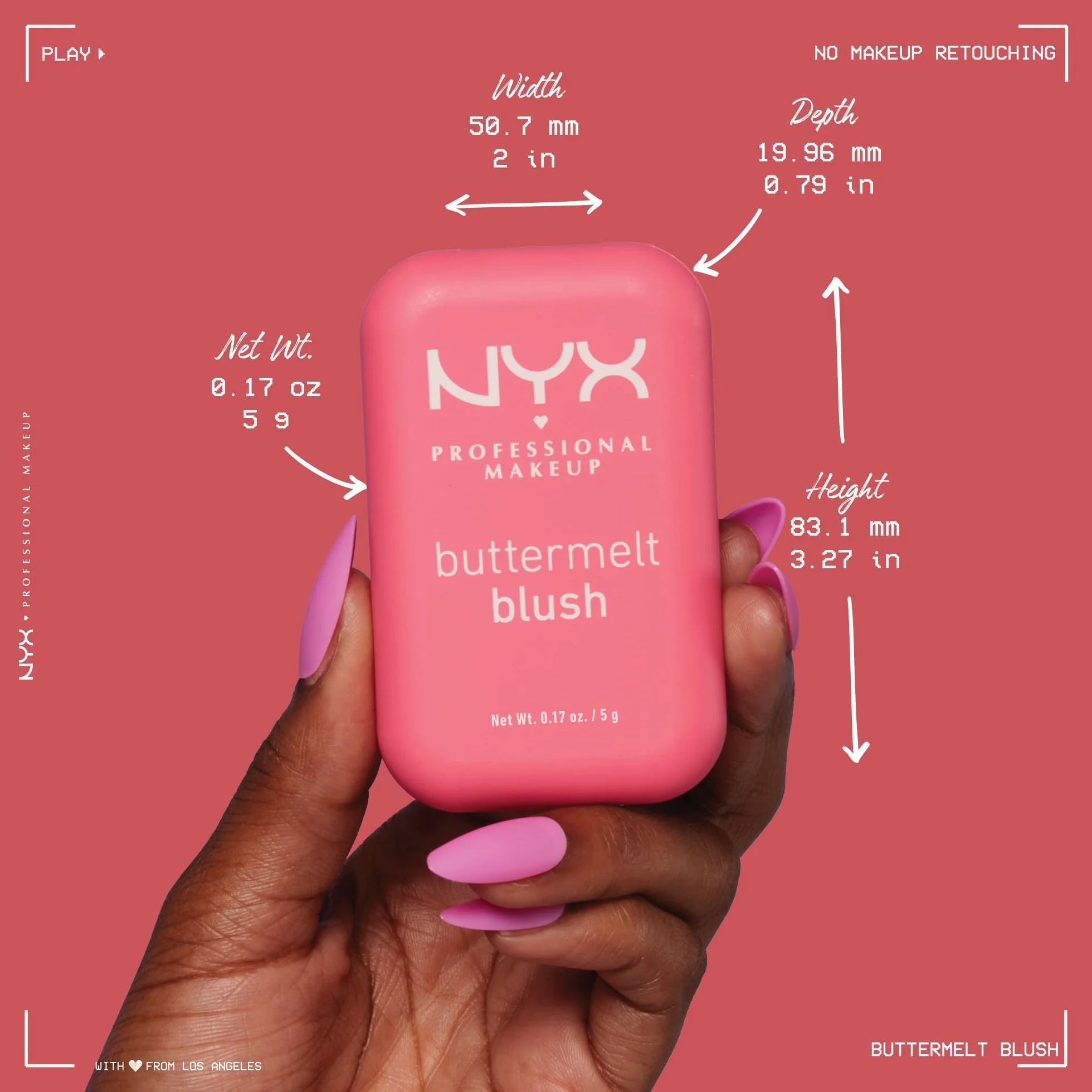 NYX Professional Makeup Buttermelt Blush, kremowa tekstura z masłem shea, masłem migdałowym i masłem mango, łatwy do wymieszania, zapewnia świeży wygląd, kolor: Butta with Time
